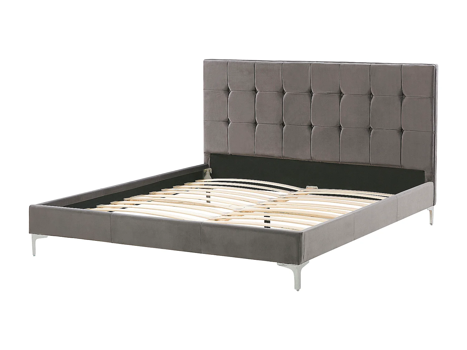 Lit avec sommier Velours AMBERT 140 x 200 cm Gris