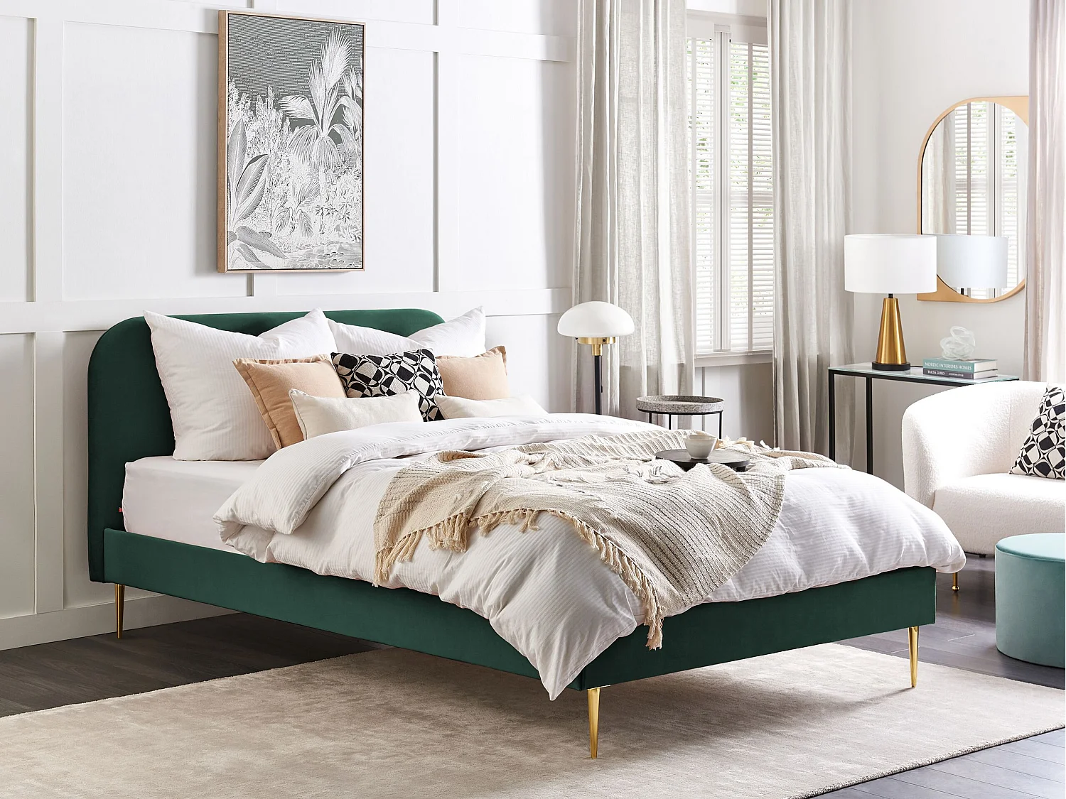 Lit avec sommier Velours FLAYAT 160 x 200 cm Vert émeraude