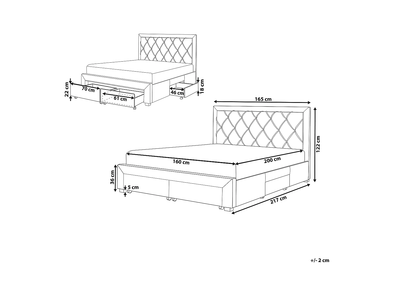 Bett Samtstoff blau Schubladen Lattenrost 160 x 200 cm Chesterfield Stil Lievin