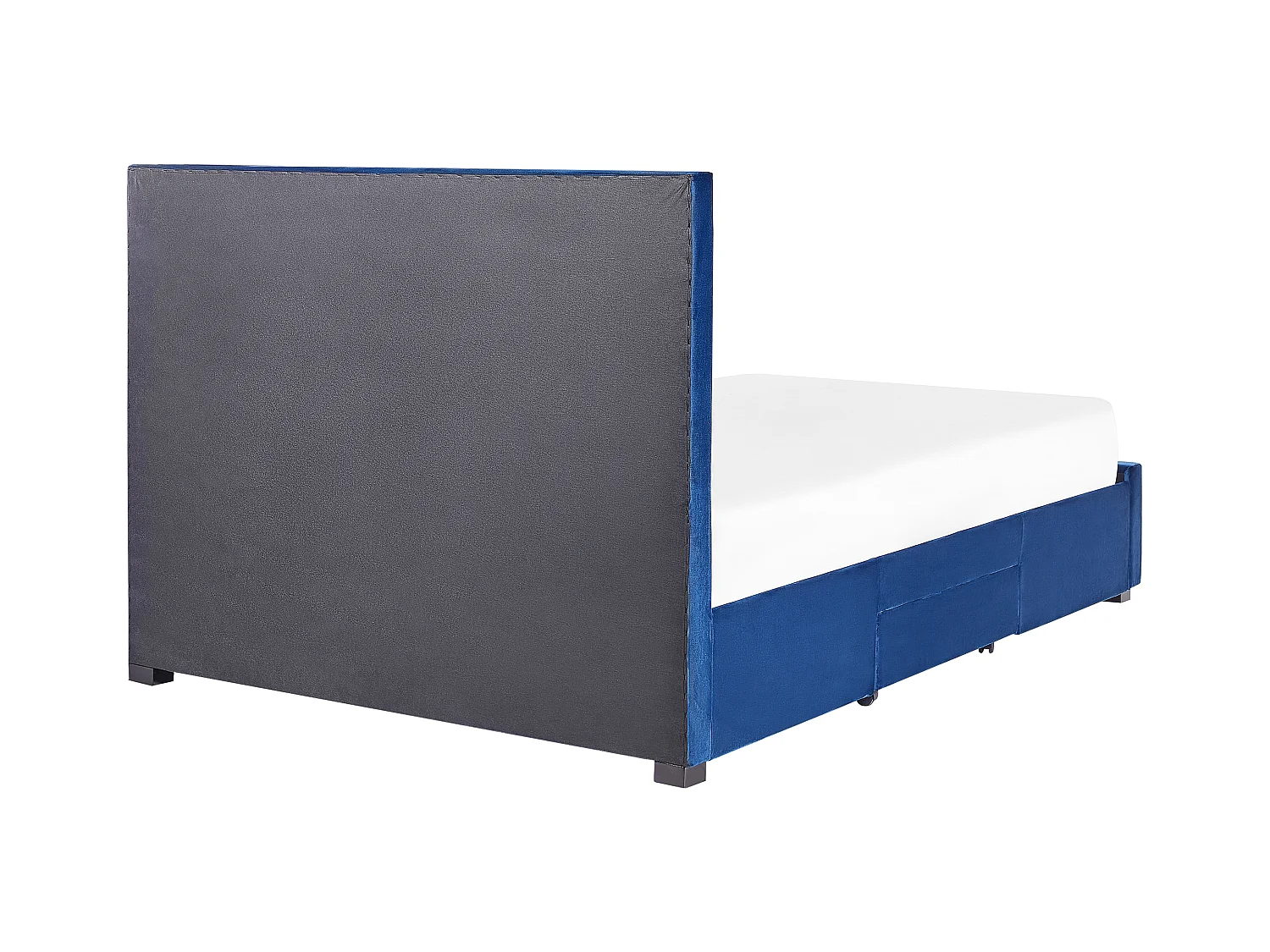 Lit avec tiroirs de rangement Velours LIEVIN 160 x 200 cm Bleu marine