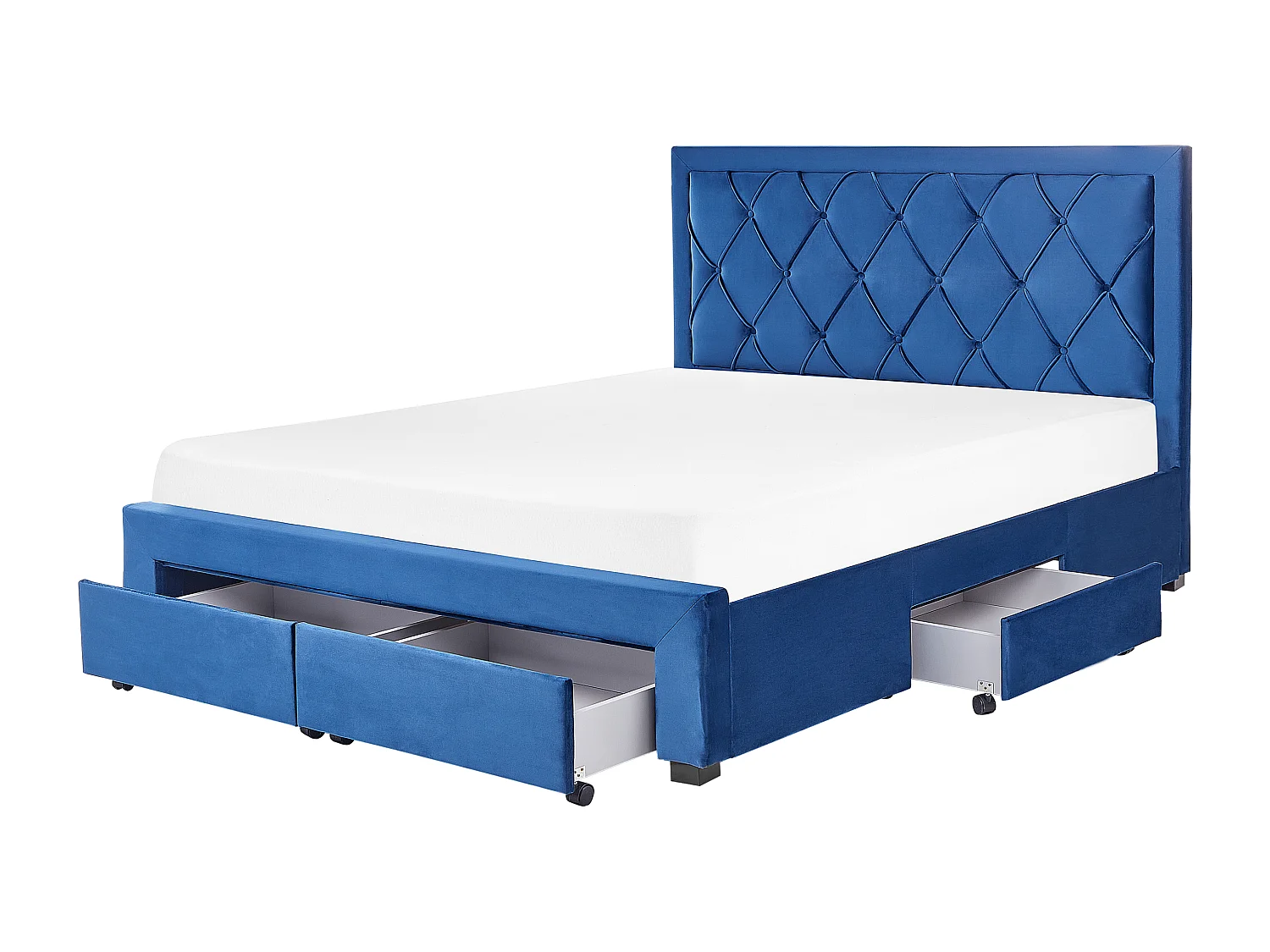 Bed met opbergladen Fluweel LIEVIN 160 x 200 cm Marineblauw