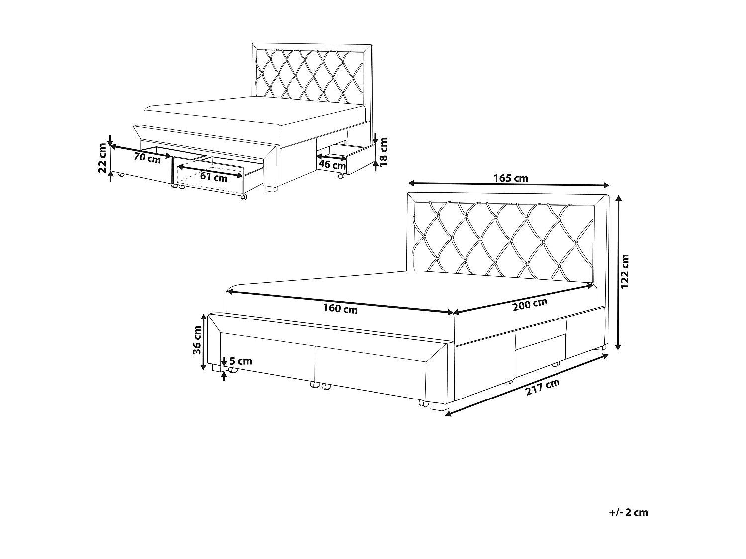 Bed met opbergladen Fluweel LIEVIN 160 x 200 cm Marineblauw