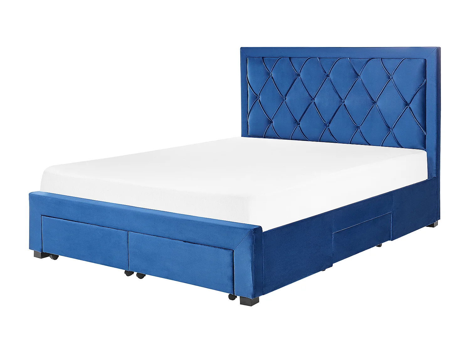Bed met opbergladen Fluweel LIEVIN 160 x 200 cm Marineblauw