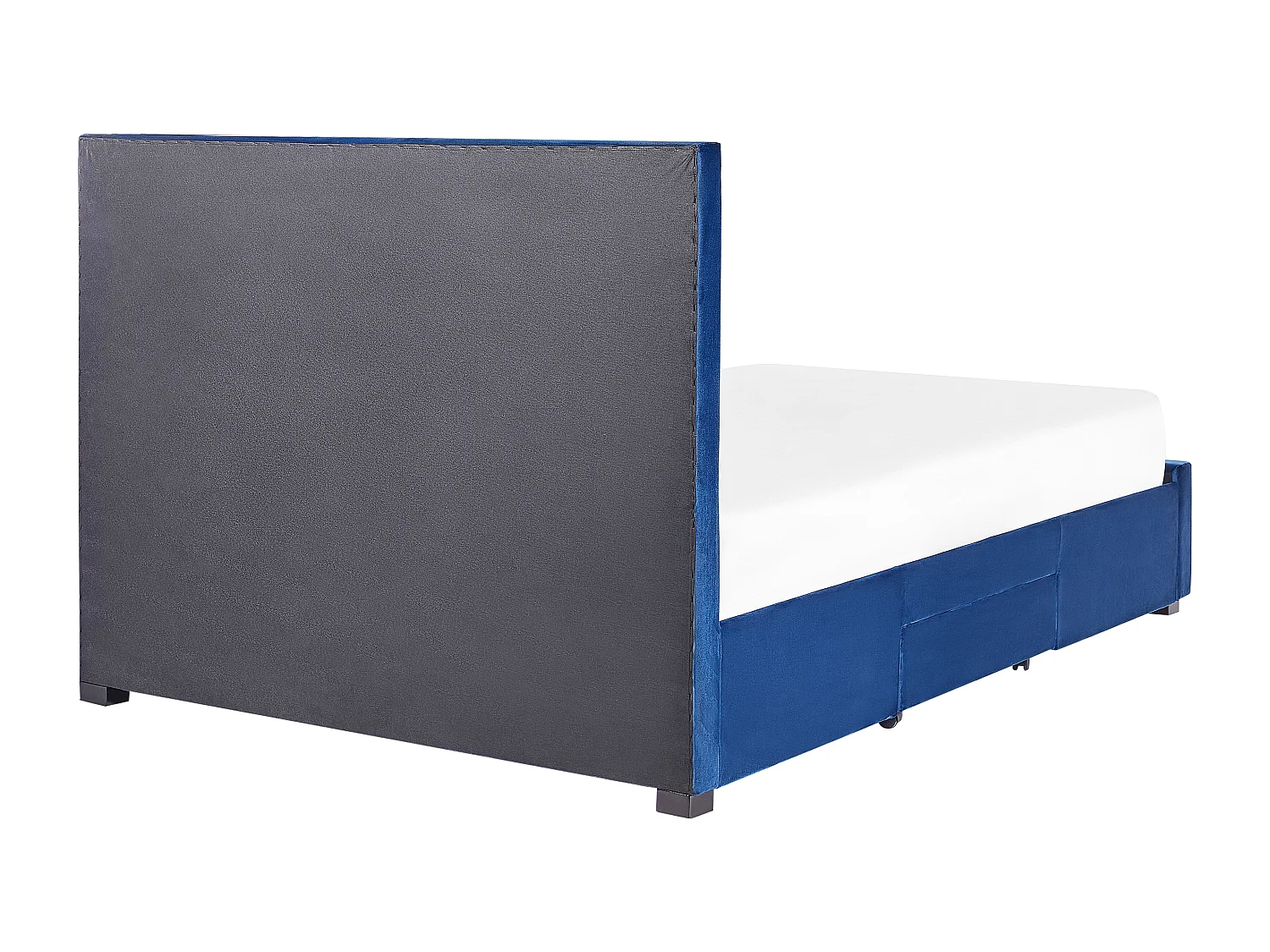 Bed met opbergladen Fluweel LIEVIN 160 x 200 cm Marineblauw