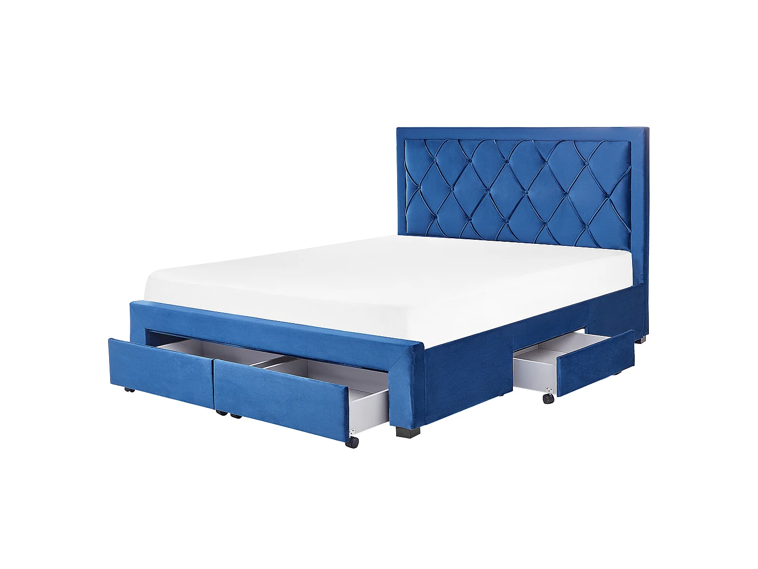 Bed met opbergladen Fluweel LIEVIN 160 x 200 cm Marineblauw