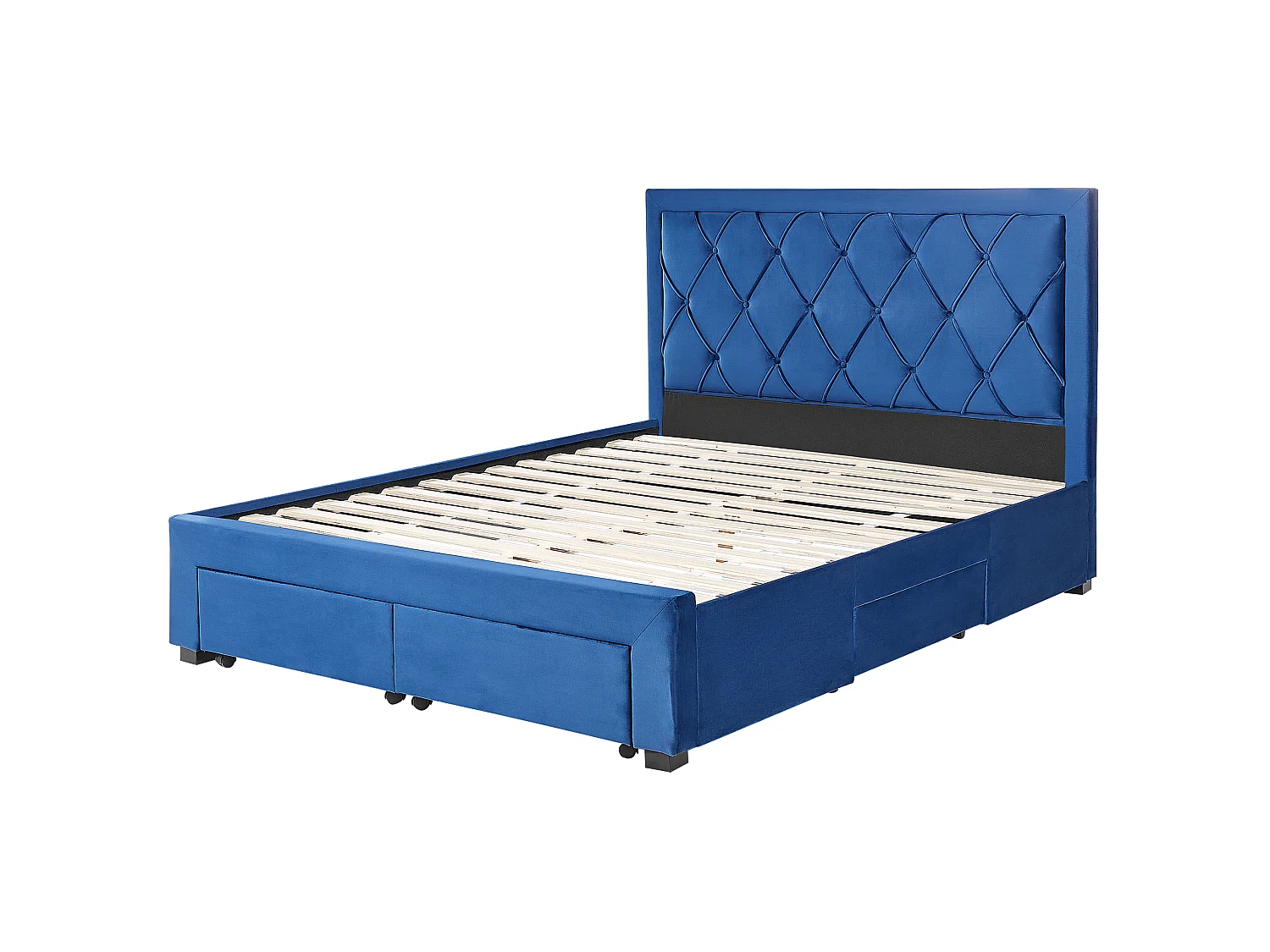 Bed met opbergladen Fluweel LIEVIN 160 x 200 cm Marineblauw