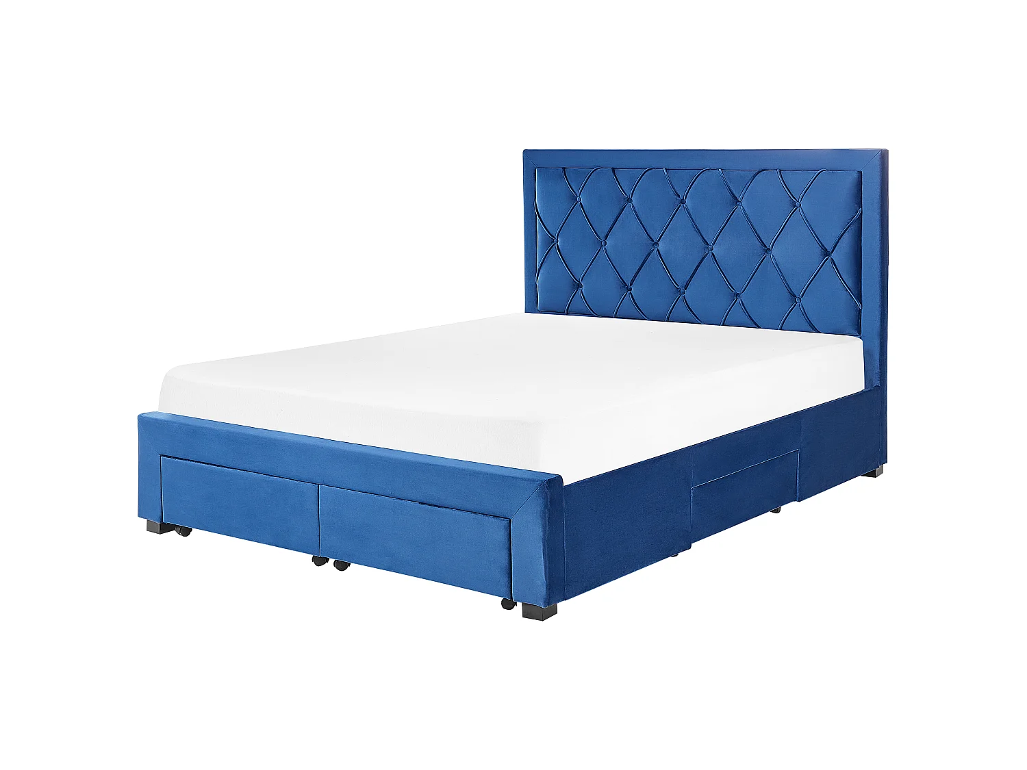 Bed met opbergladen Fluweel LIEVIN 160 x 200 cm Marineblauw