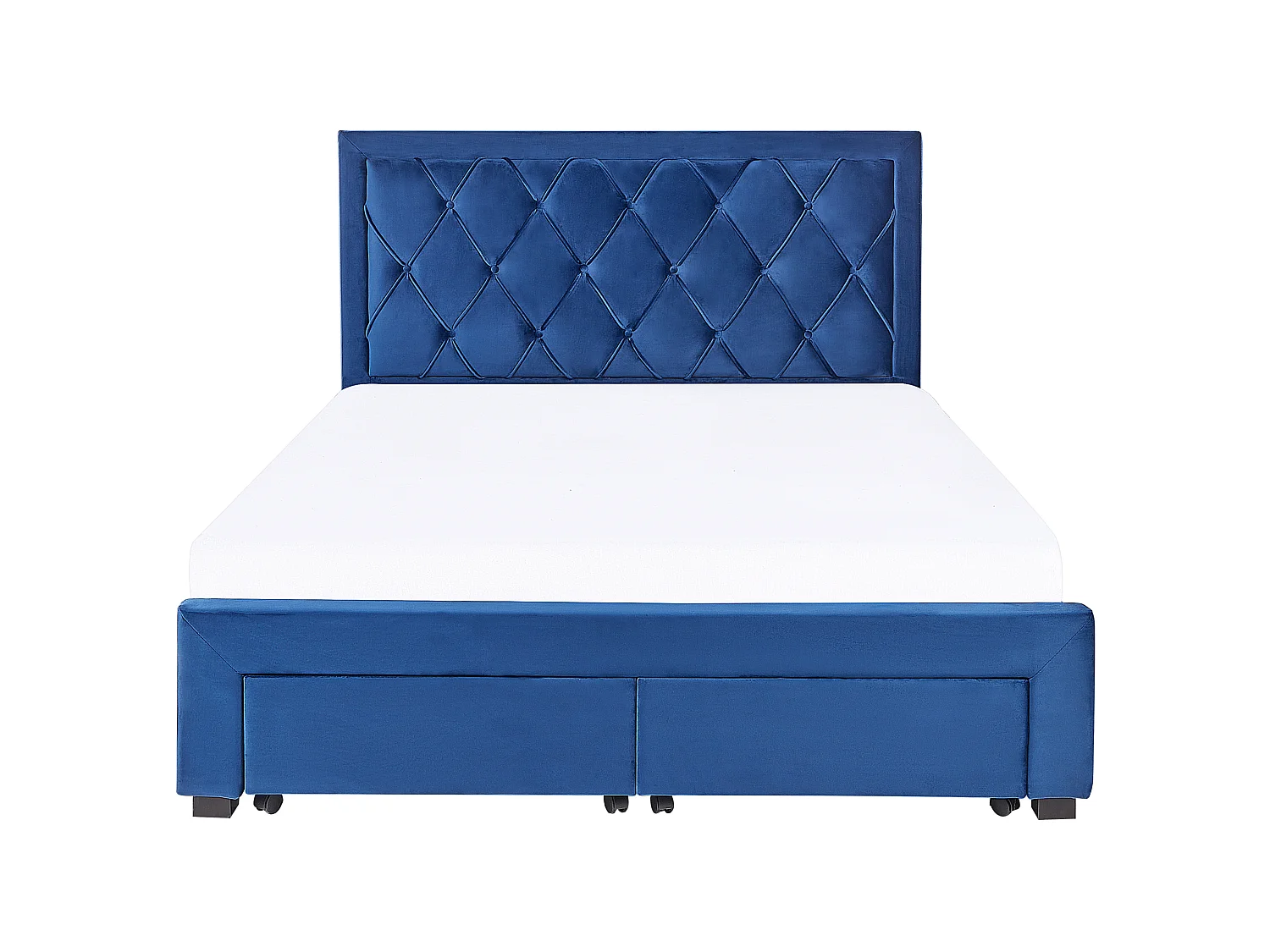 Bed met opbergladen Fluweel LIEVIN 160 x 200 cm Marineblauw