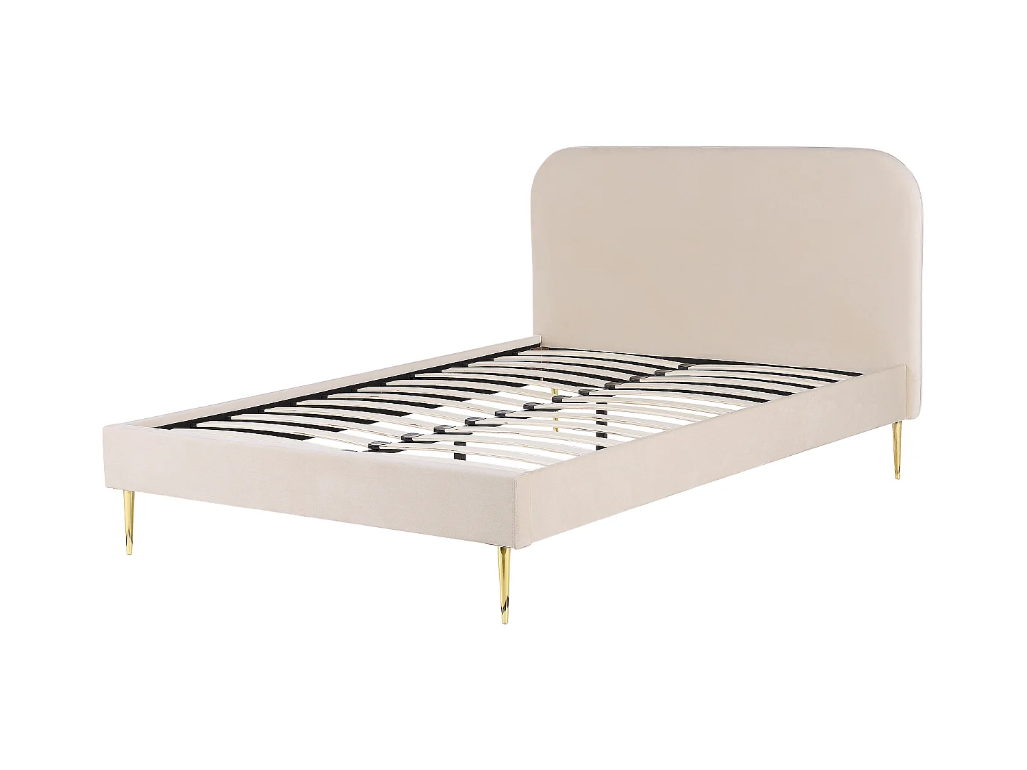 Bed Fluweel FLAYAT 160 x 200 cm Lichtbeige
