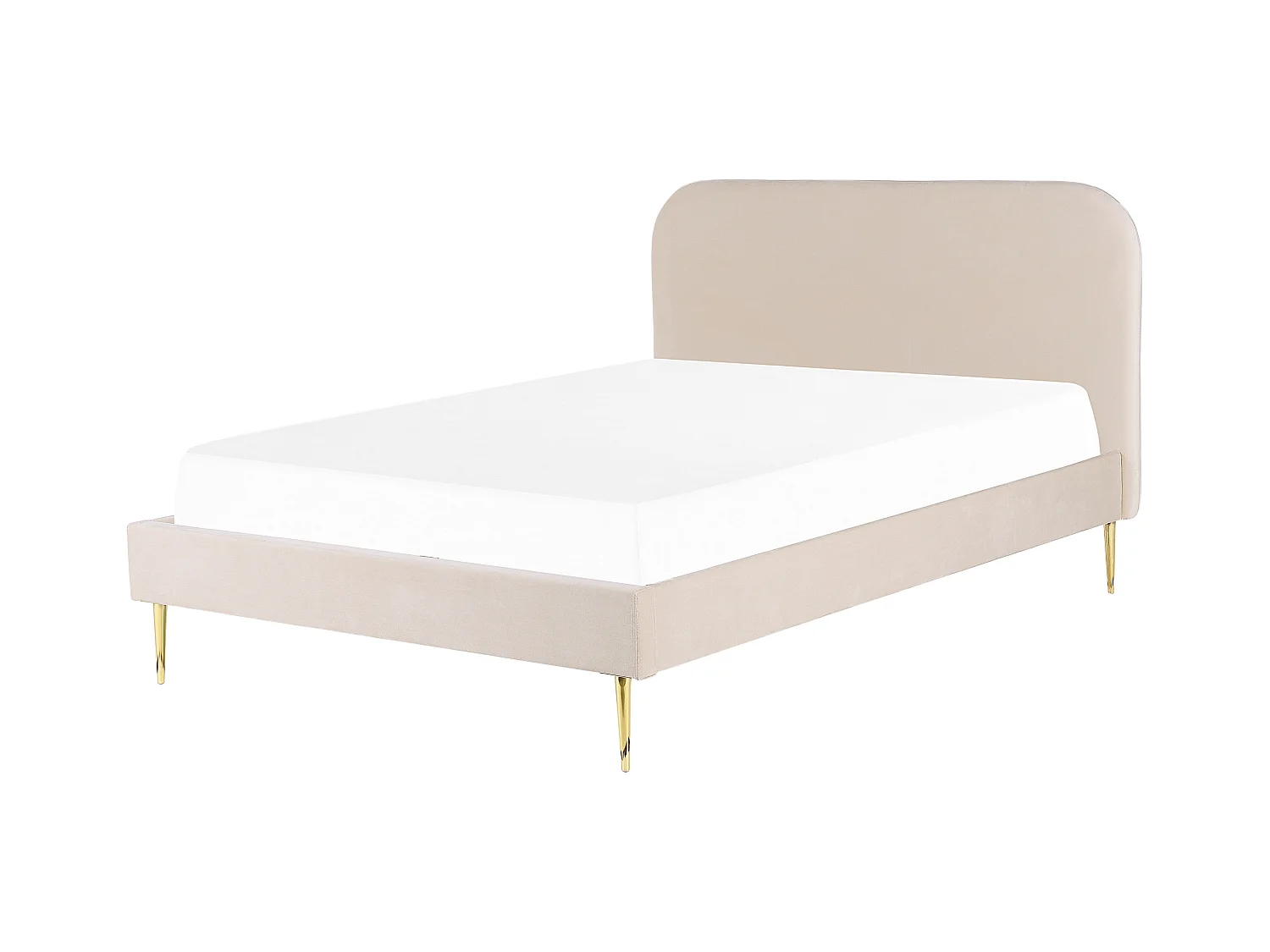 Lit avec sommier Velours FLAYAT 160 x 200 cm Beige clair