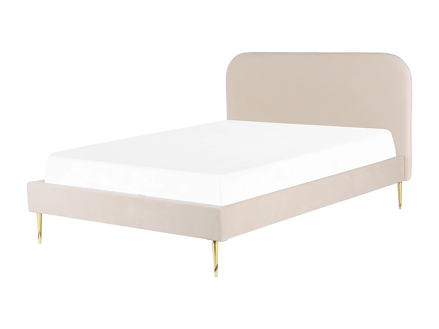 Lit avec sommier Velours FLAYAT 160 x 200 cm Beige clair