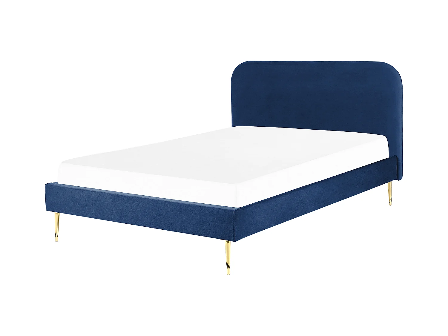 Lit avec sommier Velours FLAYAT 140 x 200 cm Bleu marine