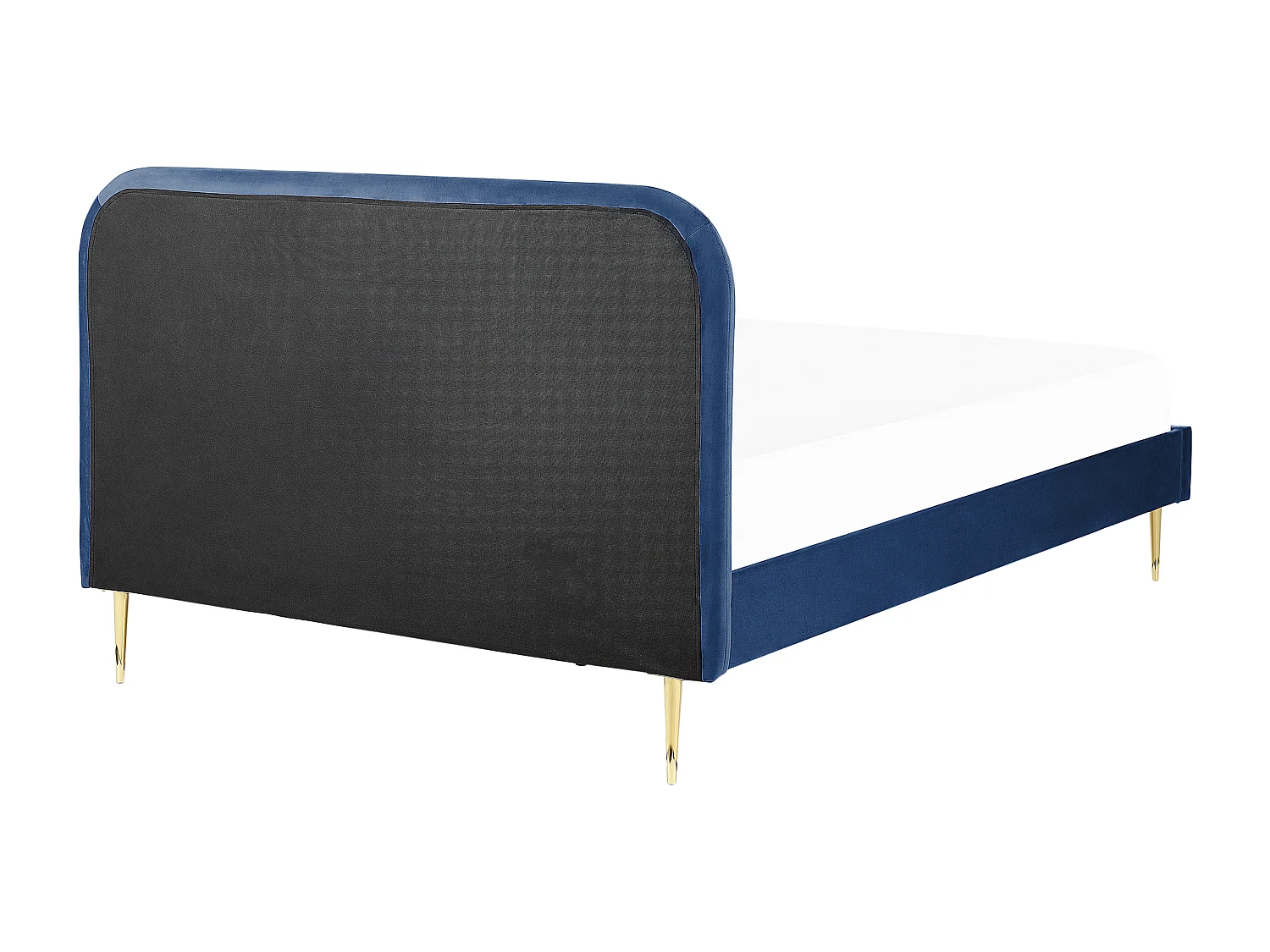 Lit avec sommier Velours FLAYAT 140 x 200 cm Bleu marine