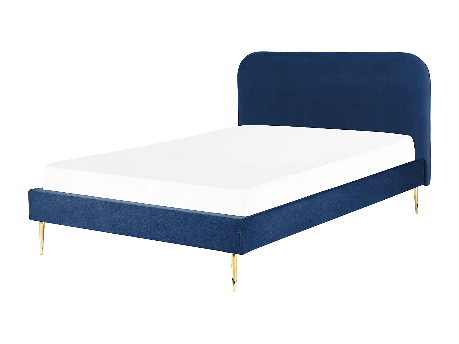 Lit avec sommier Velours FLAYAT 140 x 200 cm Bleu marine