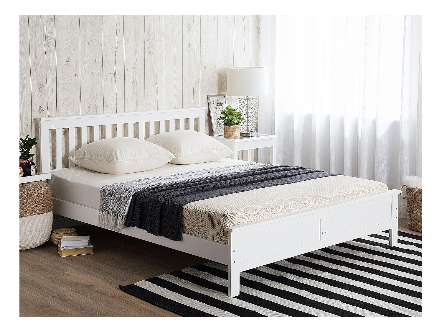 Bed Dennenhout MAYENNE 160 x 200 cm Wit