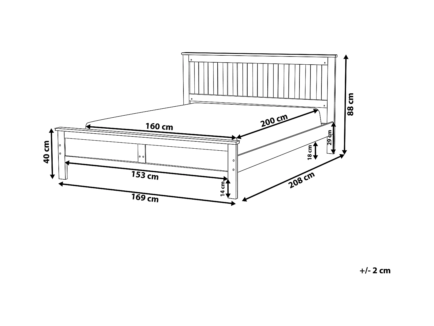 Bed Dennenhout MAYENNE 160 x 200 cm Wit