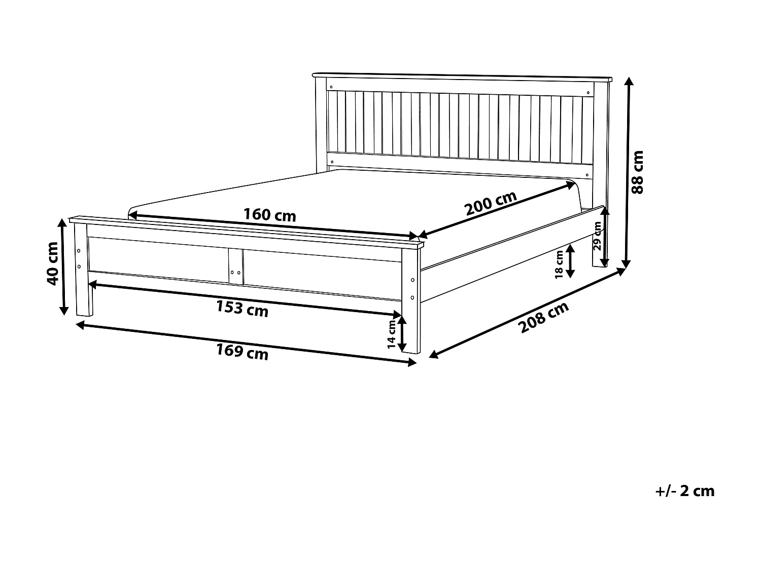 Bed Dennenhout MAYENNE 160 x 200 cm Wit