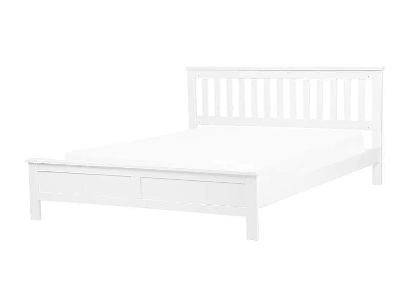 Lit avec sommier Bois de pin MAYENNE 160 x 200 cm Blanc