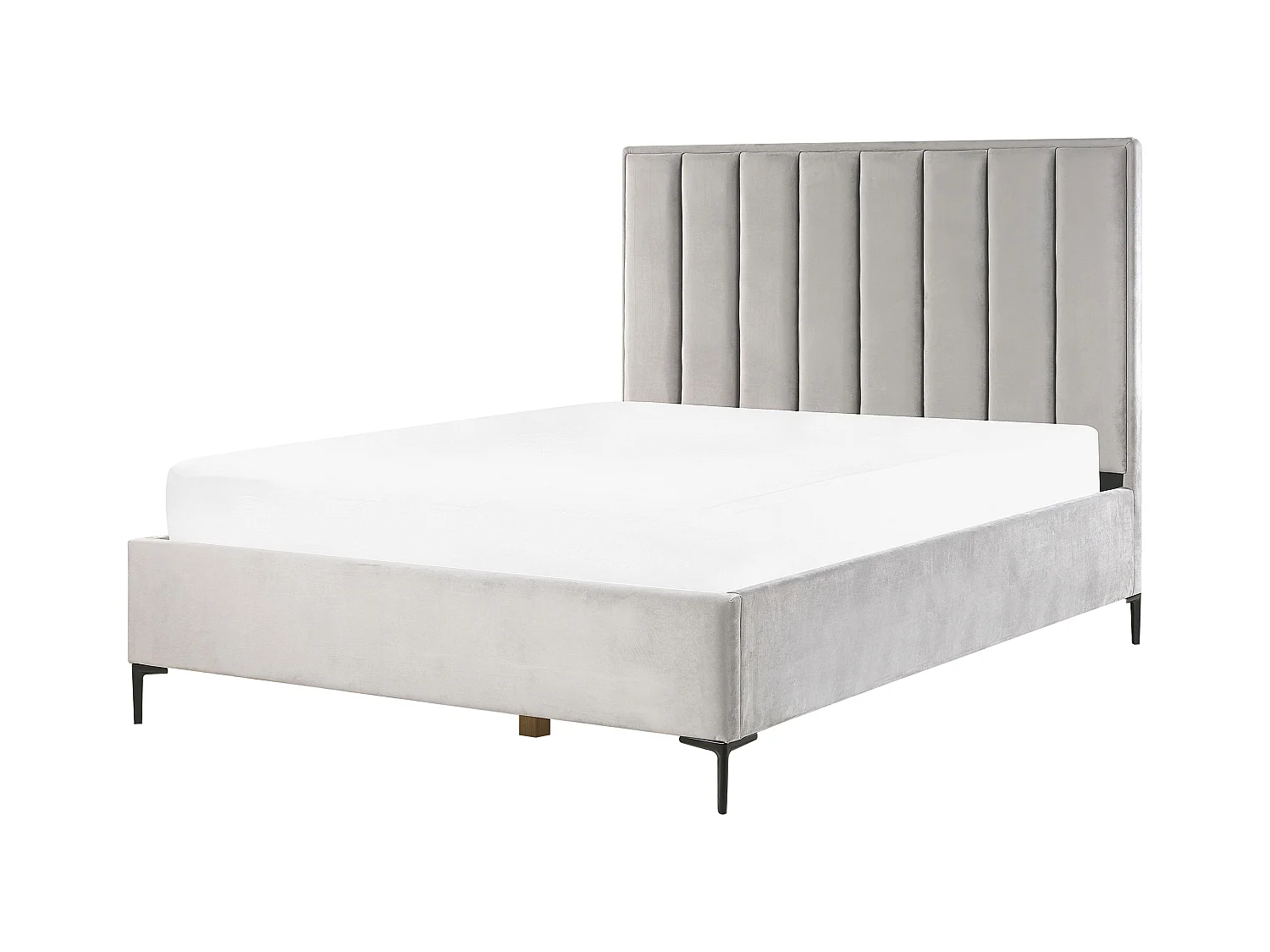 Polsterbett Samtstoff Grau 160x200 cm mit Bettkasten hochklappbar Sezanne