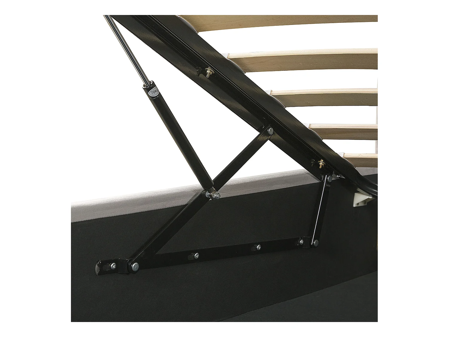 Polsterbett Samtstoff Grau 160x200 cm mit Bettkasten hochklappbar Sezanne