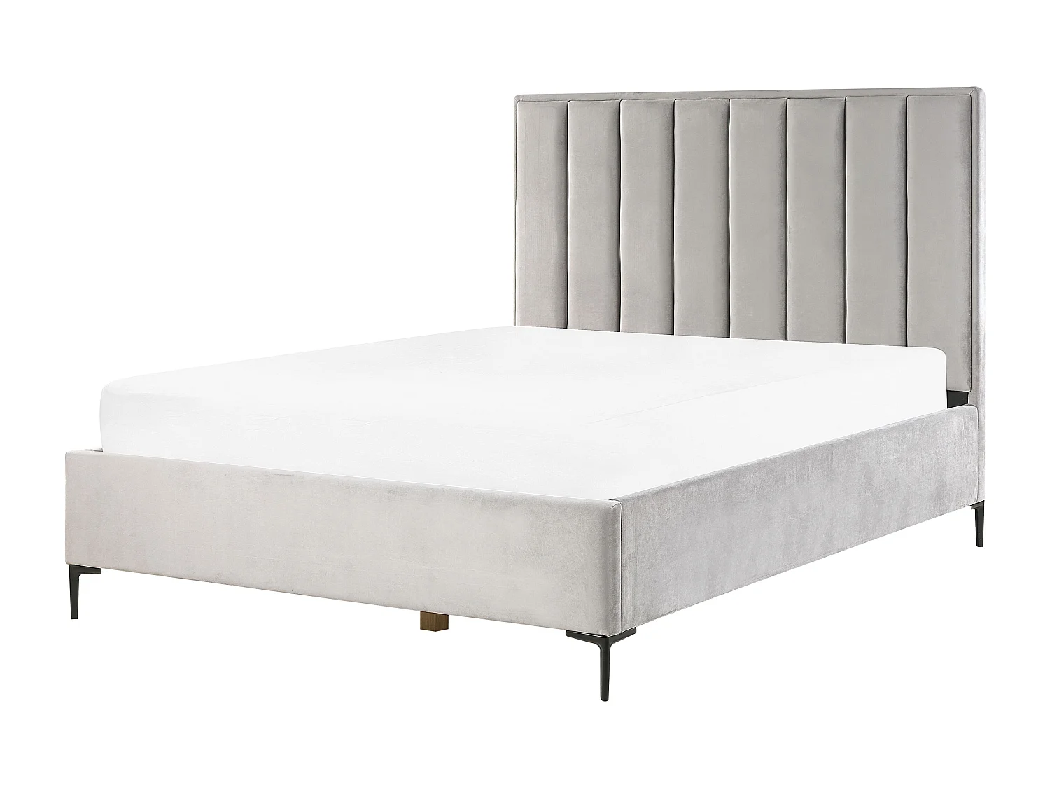 Lit ottoman Velours SEZANNE 160 x 200 cm Gris clair