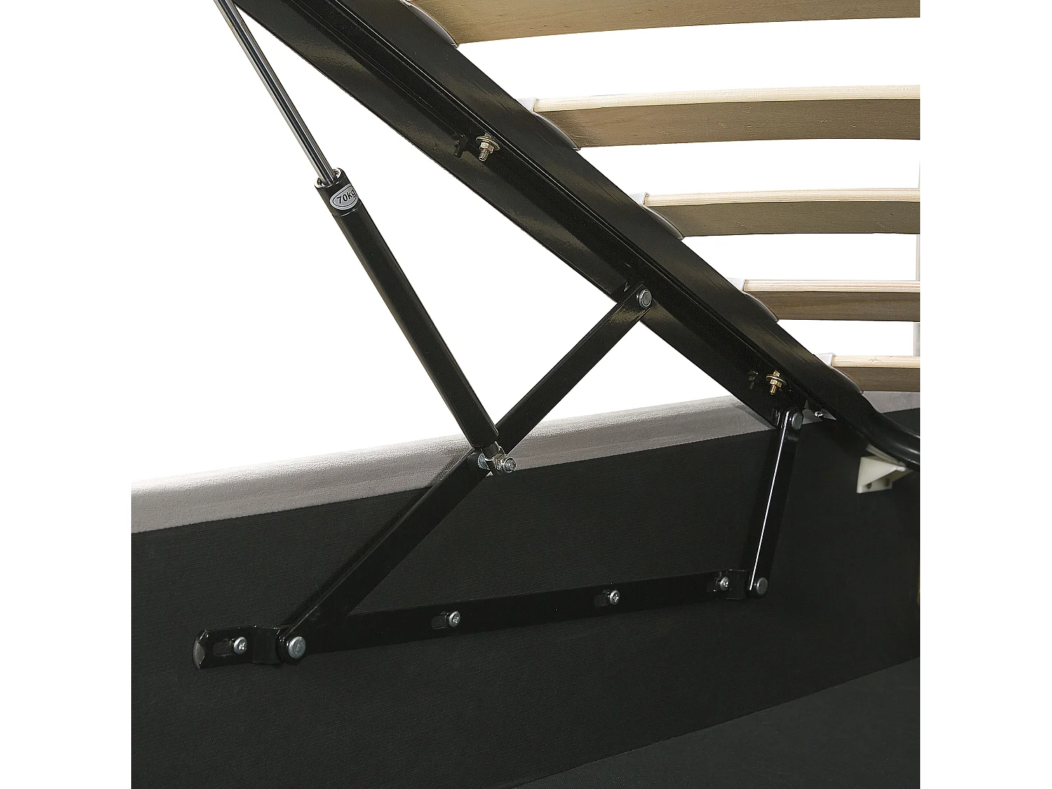 Lit ottoman Velours SEZANNE 160 x 200 cm Gris clair