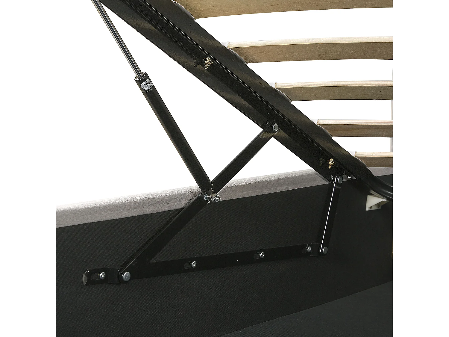 Polsterbett Samtstoff Grau 160x200 cm mit Bettkasten hochklappbar Sezanne