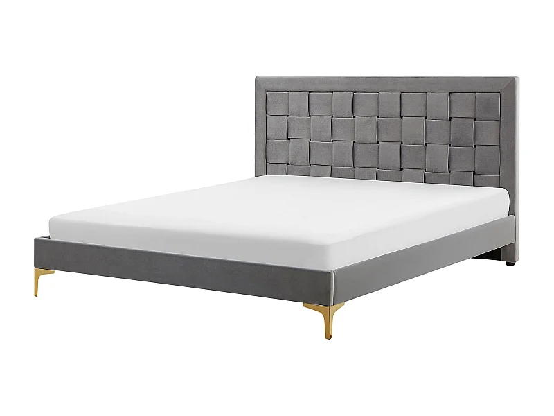 Lit avec sommier Velours LIMOUX 140 x 200 cm Gris