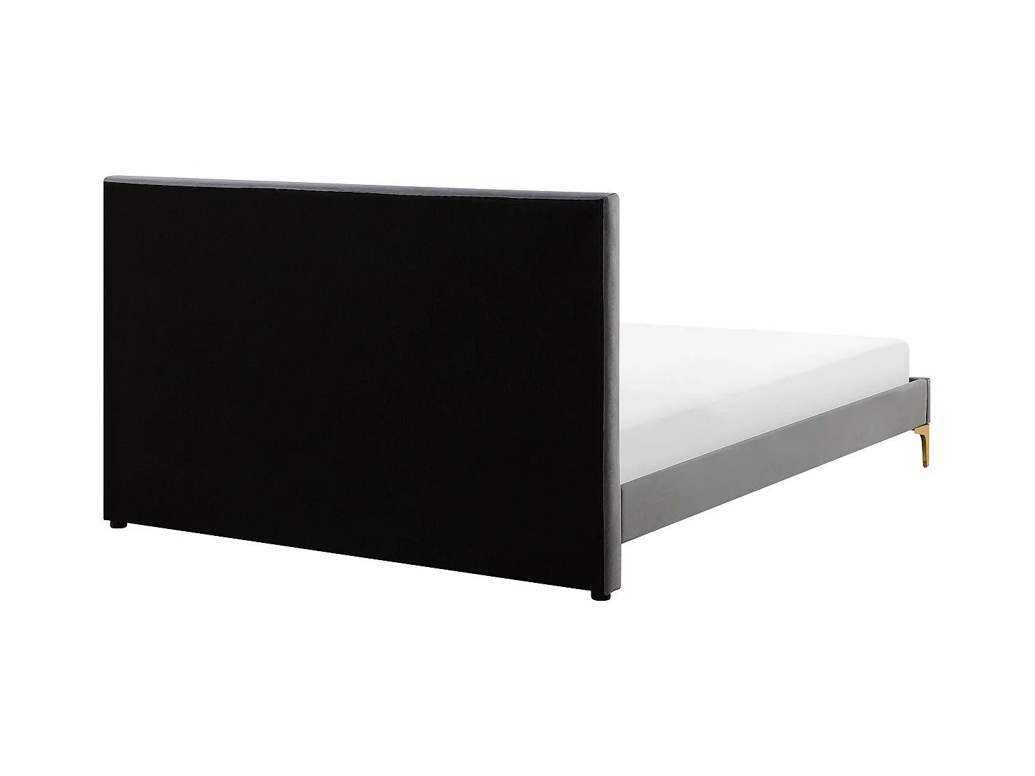 Luxuriöses Doppelbett aus Samtstoff in Grau mit Lattenrost 140 x 200 cm Limoux