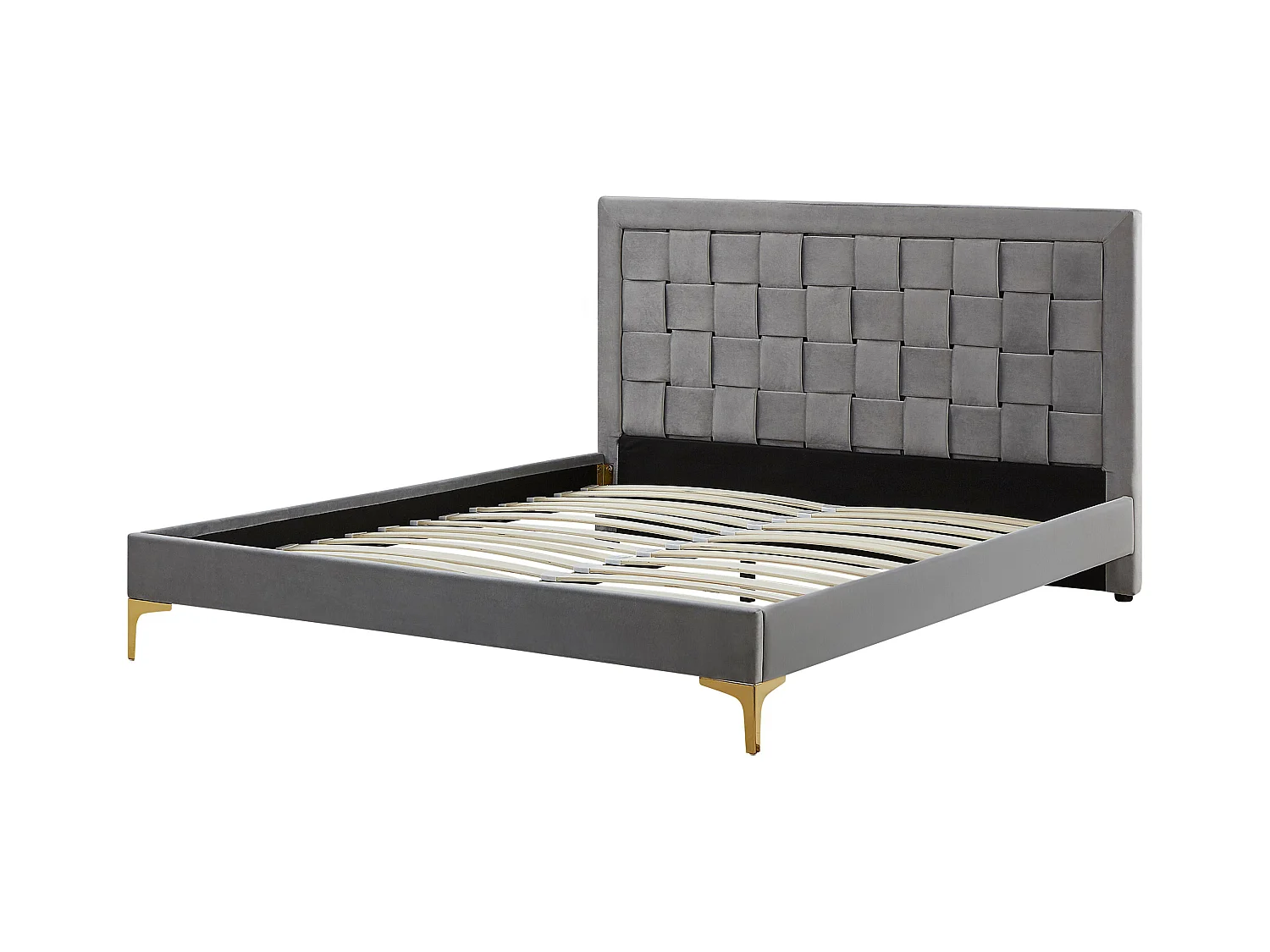 Bed Fluweel LIMOUX 140 x 200 cm Grijs