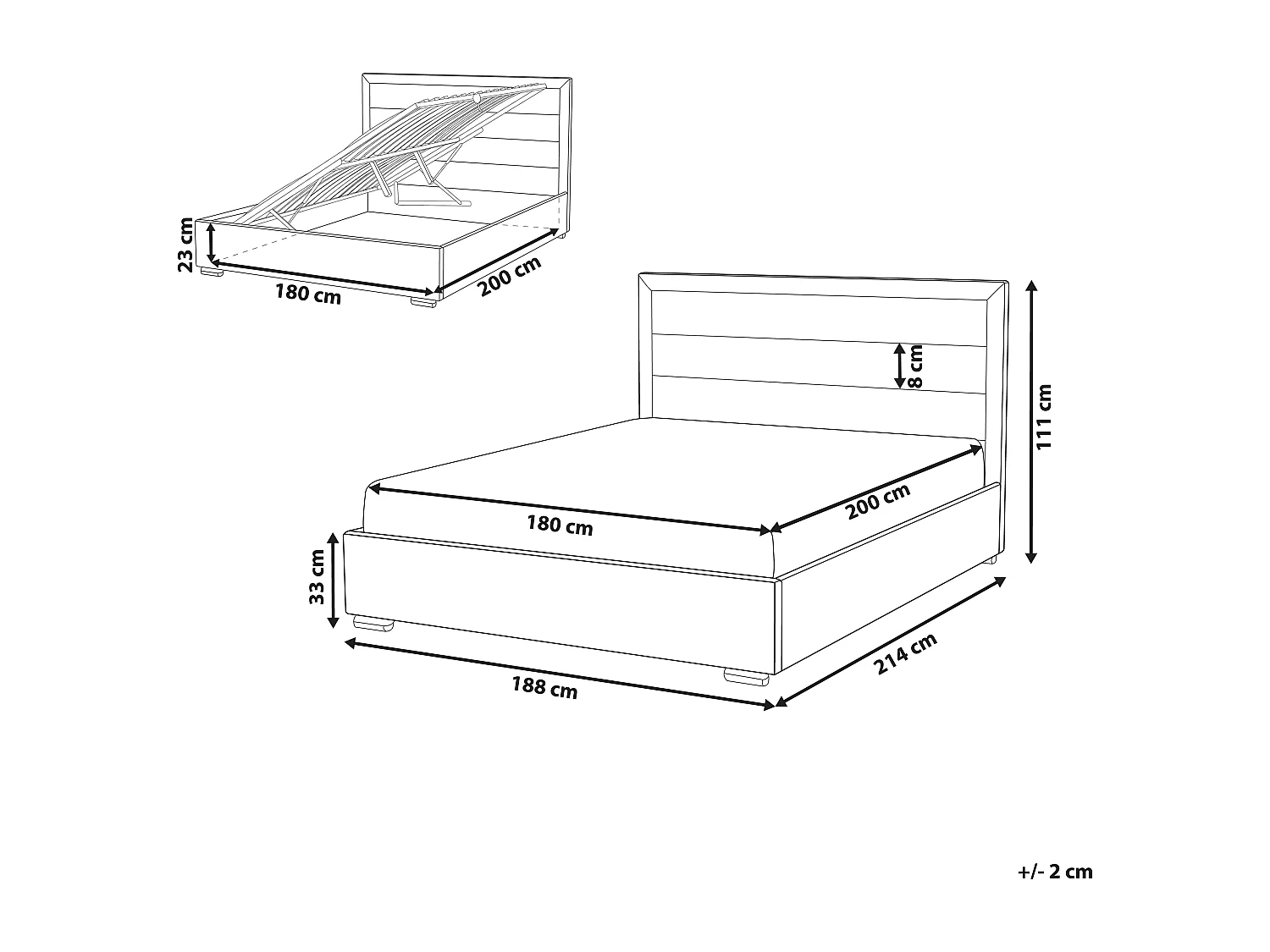 Cama baú Veludo ROUEN 180 x 200 cm Laranja