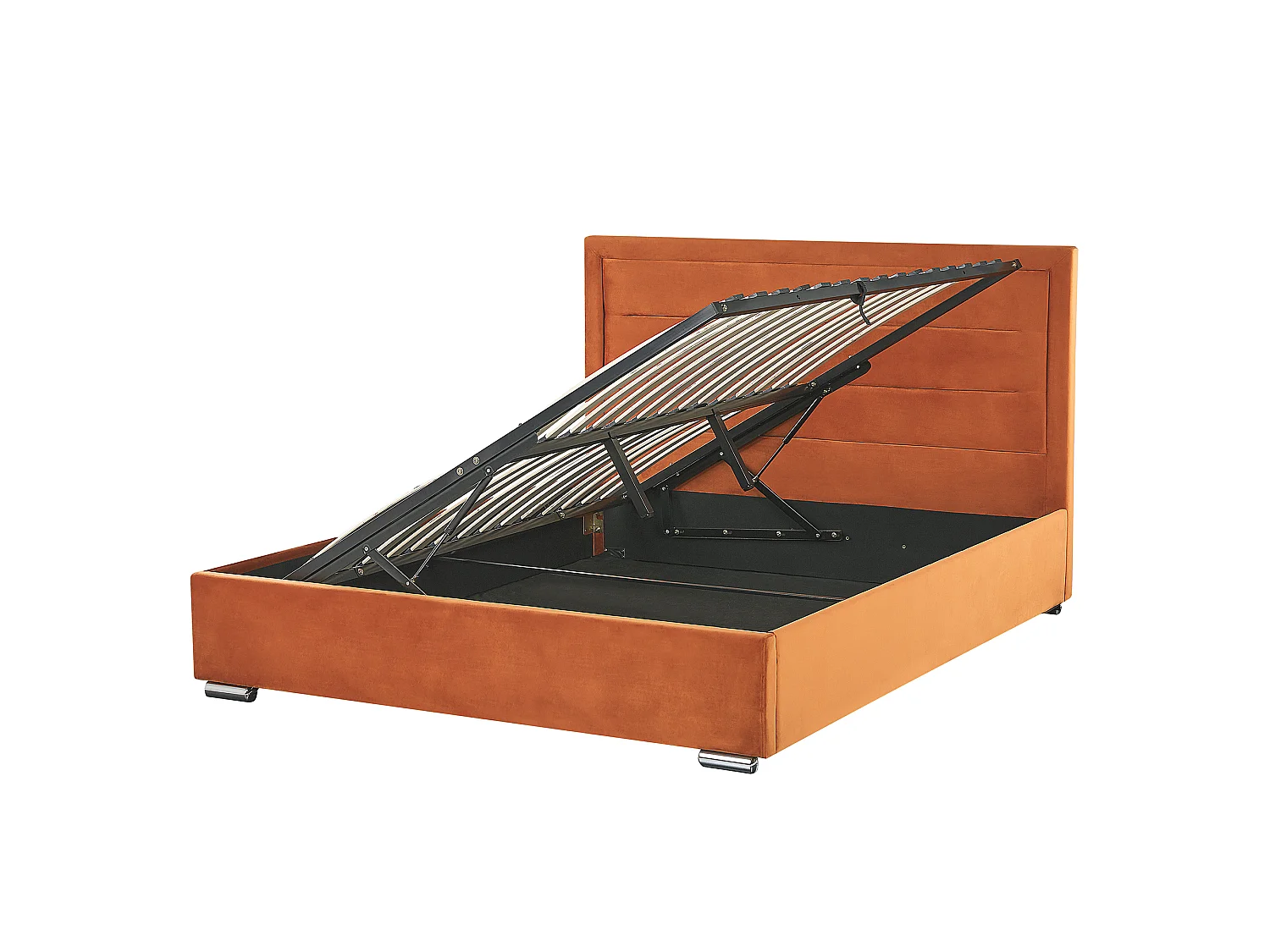 Bed met opbergruimte Fluweel ROUEN 180 x 200 cm Oranje
