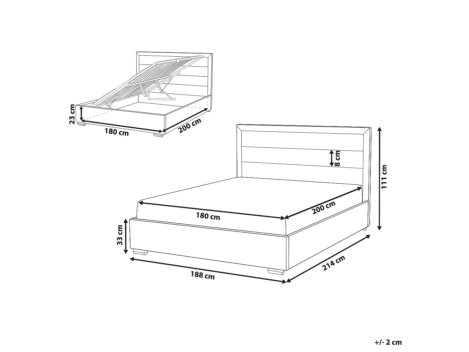 Bed met opbergruimte Fluweel ROUEN 180 x 200 cm Oranje
