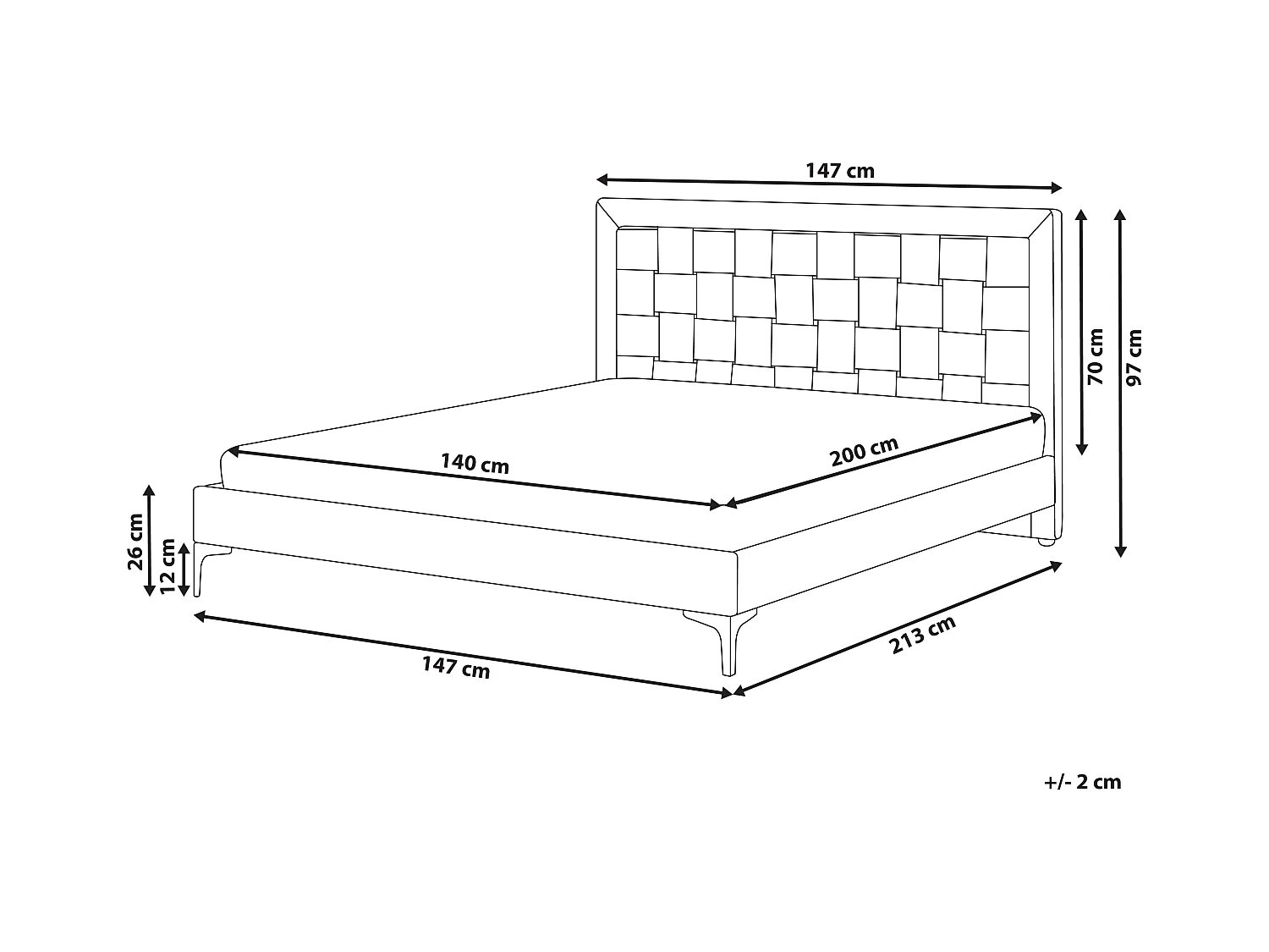 Lit avec sommier Velours LIMOUX 140 x 200 cm Vert foncé