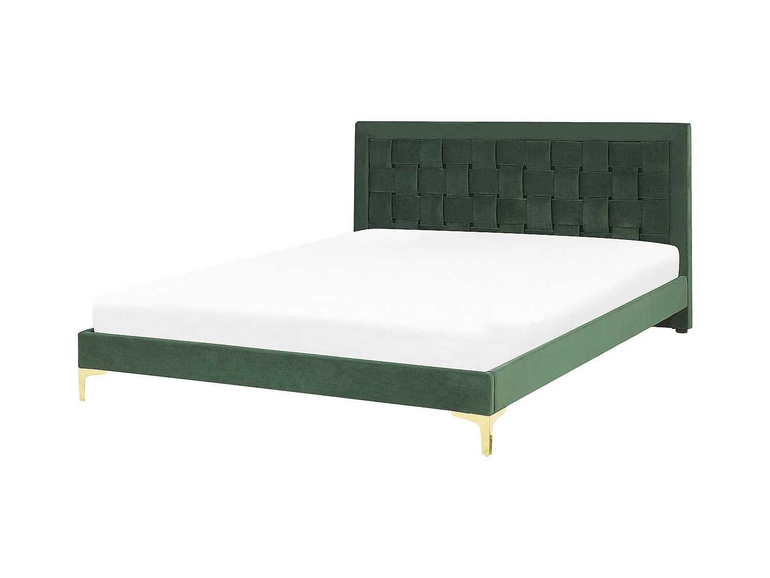 Lit avec sommier Velours LIMOUX 140 x 200 cm Vert foncé