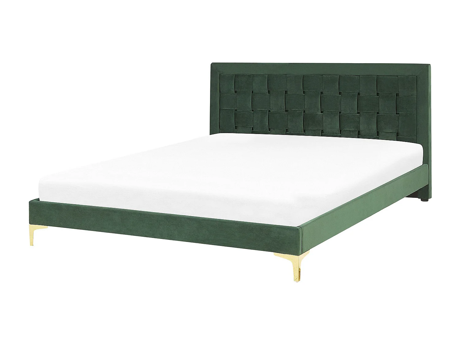 Cama Veludo LIMOUX 140 x 200 cm Verde escuro