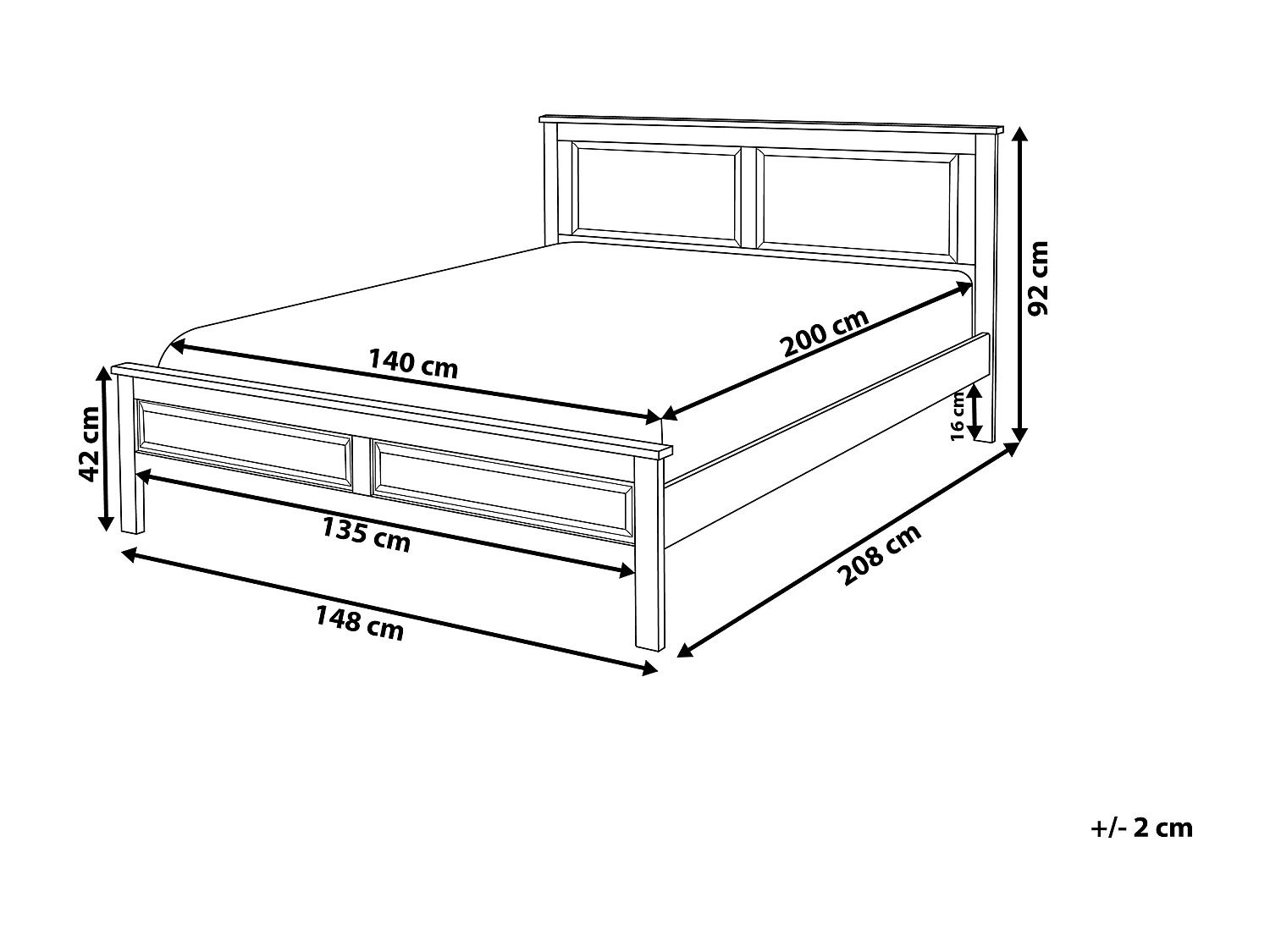 Bed Dennenhout OLIVET 140 x 200 cm Donkerblauw
