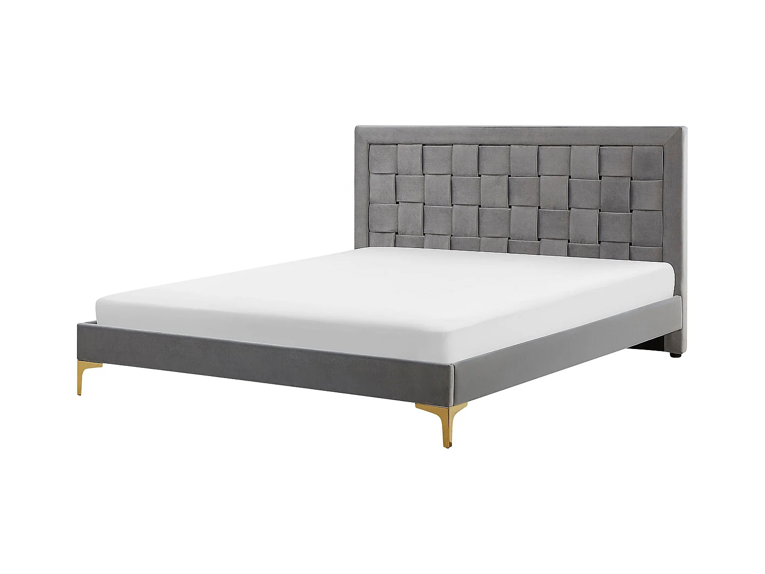 Lit avec sommier Velours LIMOUX 160 x 200 cm Gris