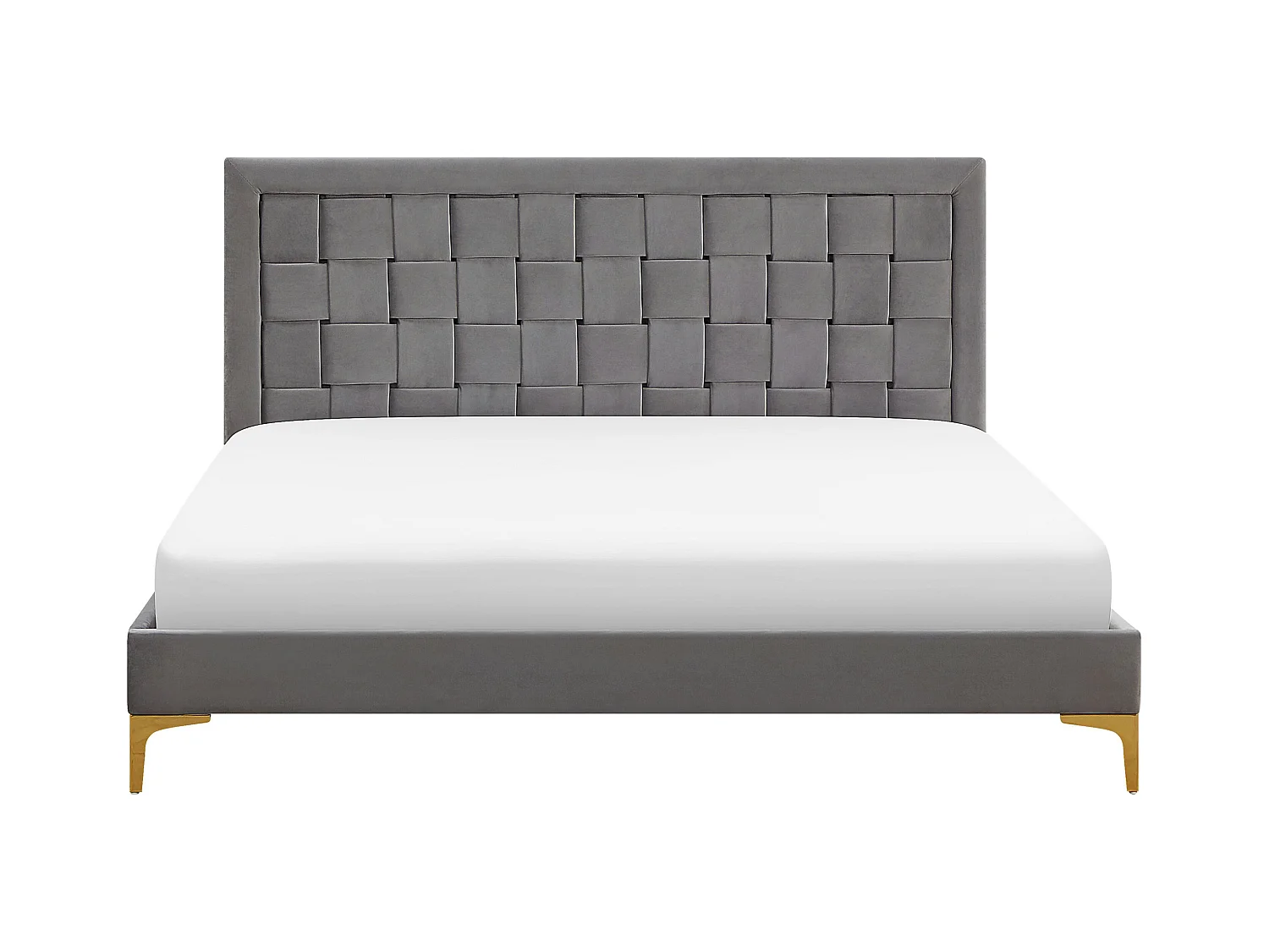 Lit avec sommier Velours LIMOUX 160 x 200 cm Gris