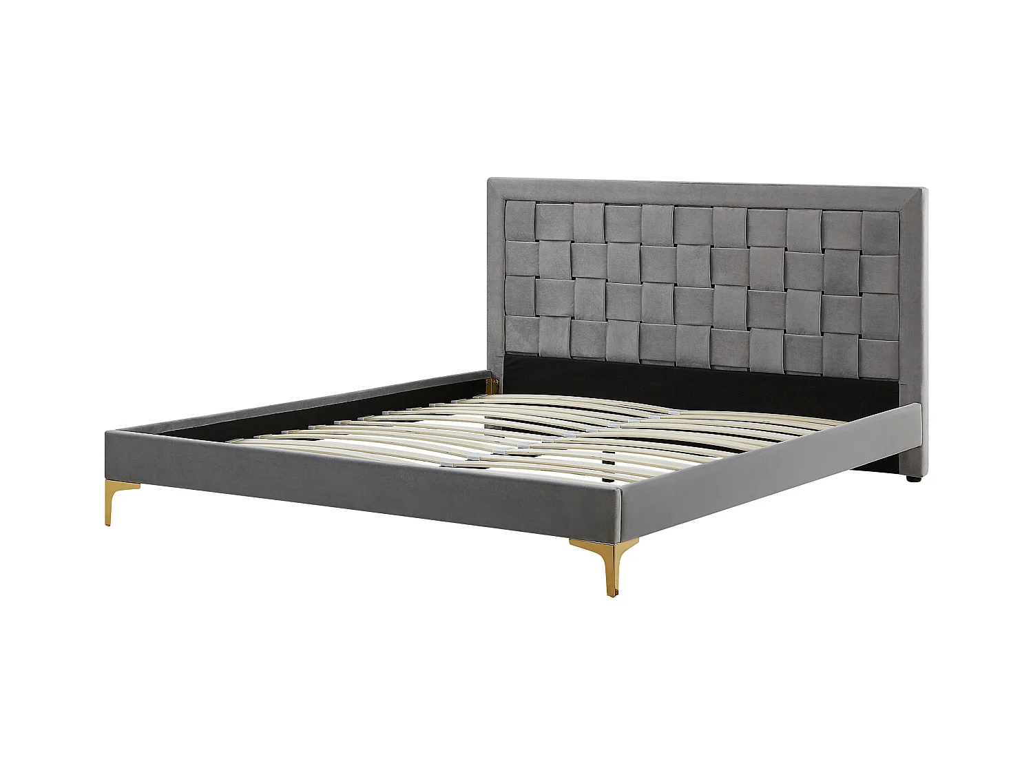 Lit avec sommier Velours LIMOUX 160 x 200 cm Gris