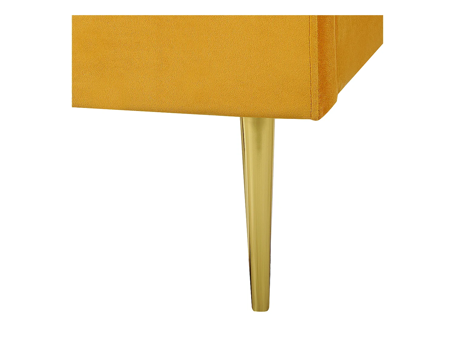 Polsterbett Samtstoff gelb mit Lattenrost 180 x 200 cm Metallfüße gold Flayat