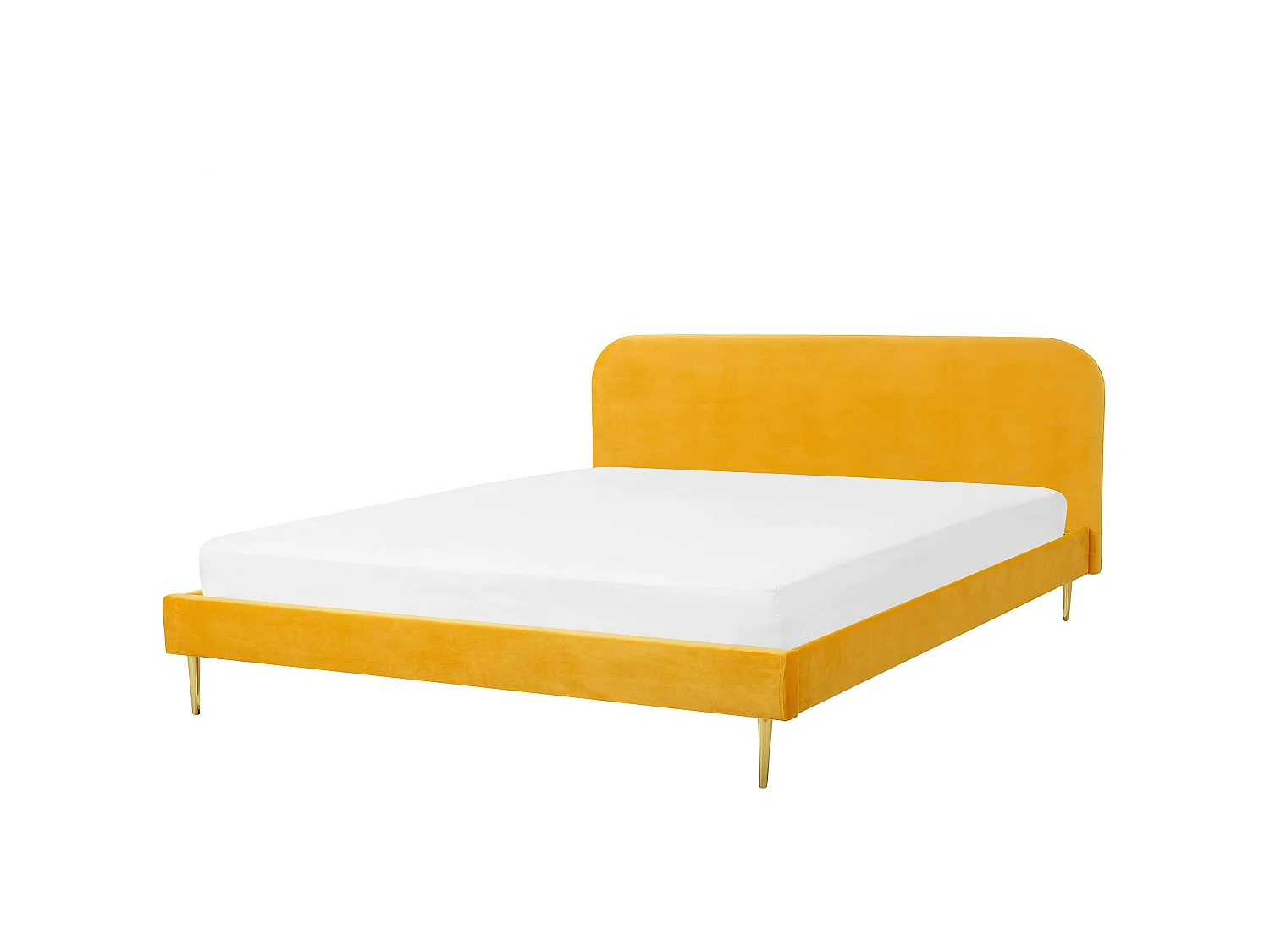 Bed Fluweel FLAYAT 180 x 200 cm Geel
