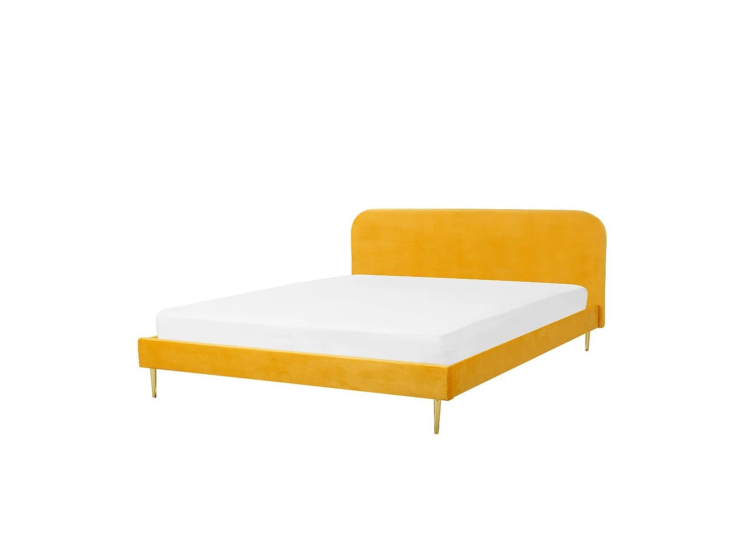 Lit avec sommier Velours FLAYAT 180 x 200 cm Jaune