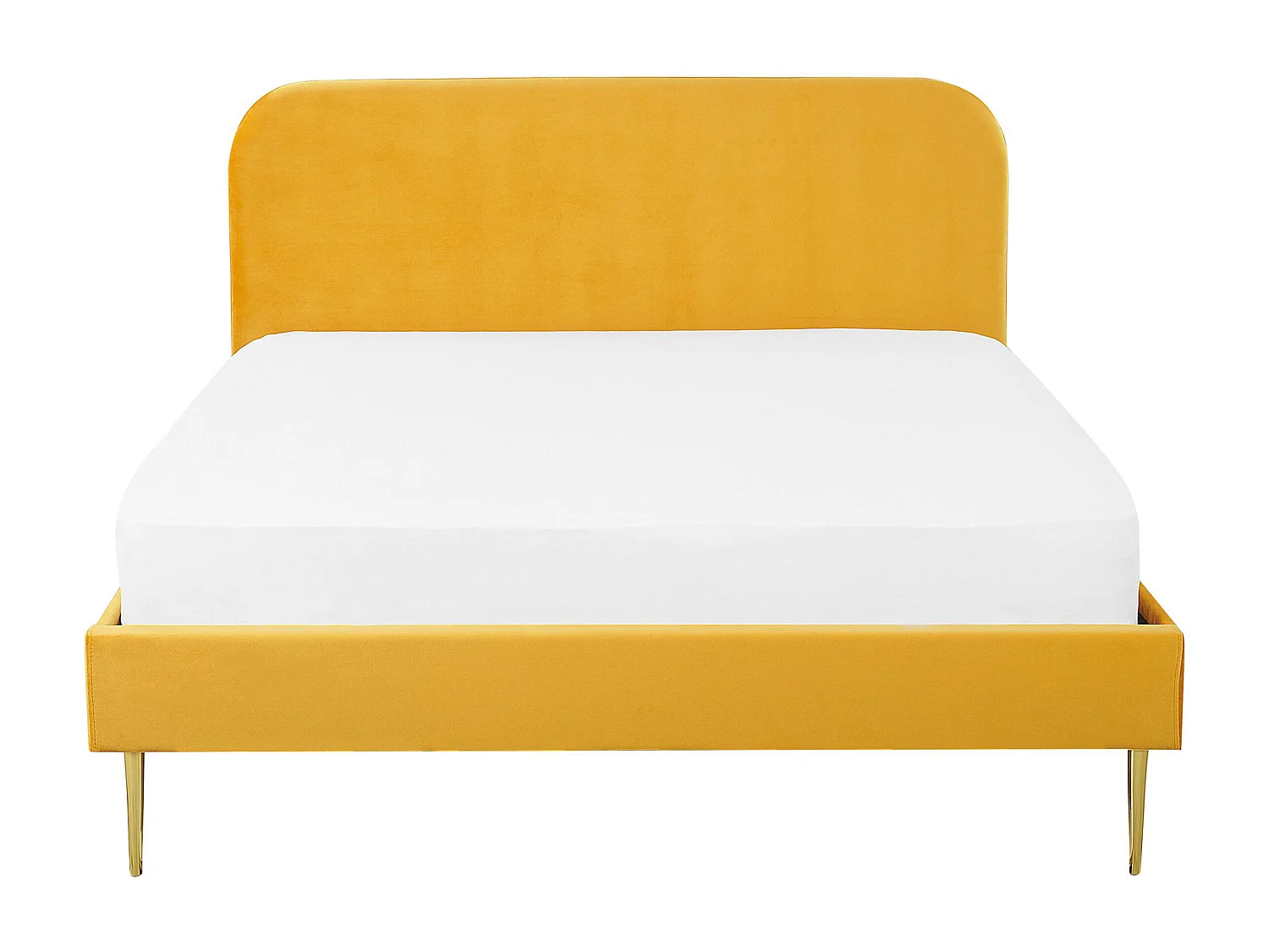 Lit avec sommier Velours FLAYAT 180 x 200 cm Jaune