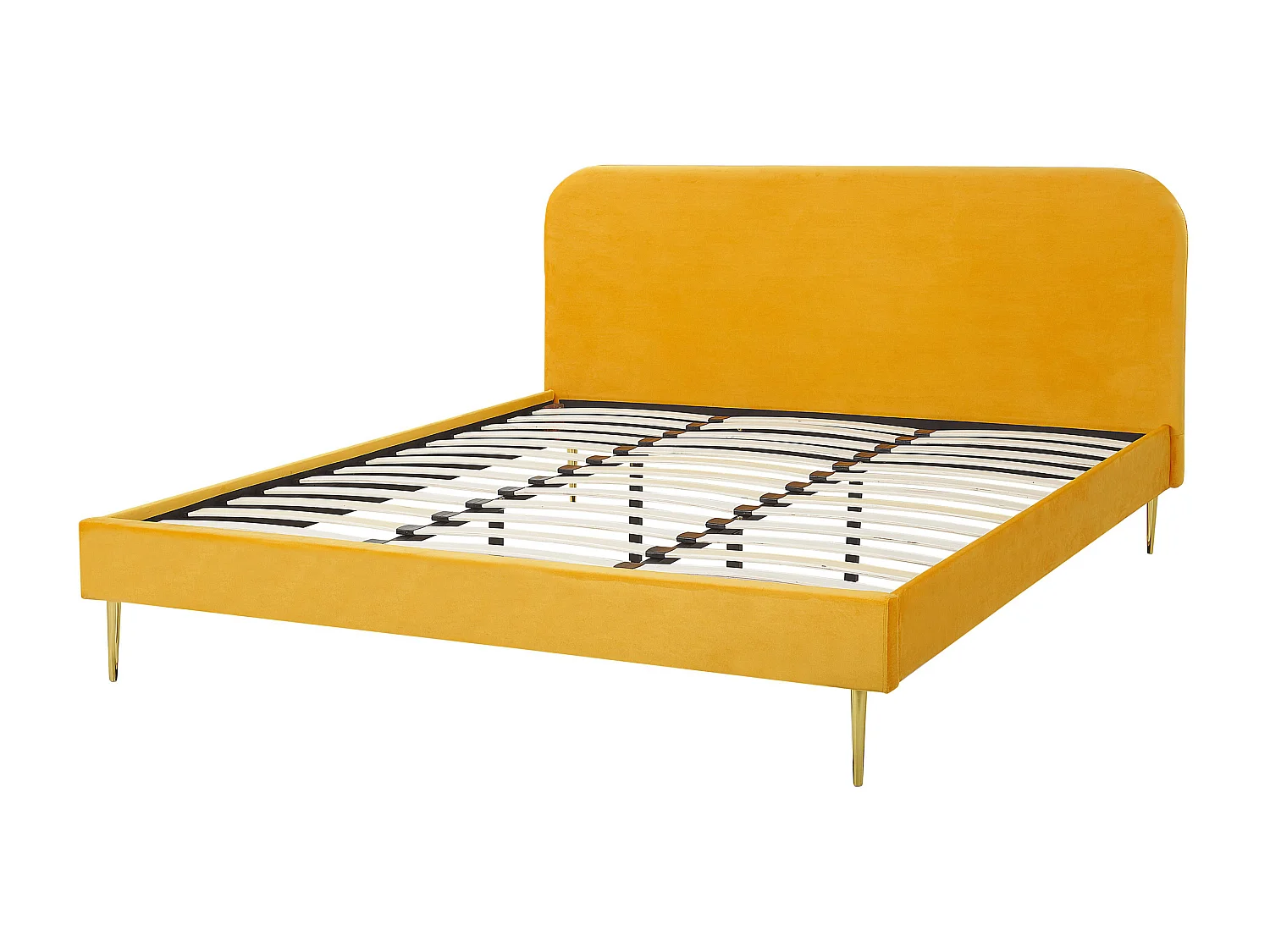 Lit avec sommier Velours FLAYAT 180 x 200 cm Jaune