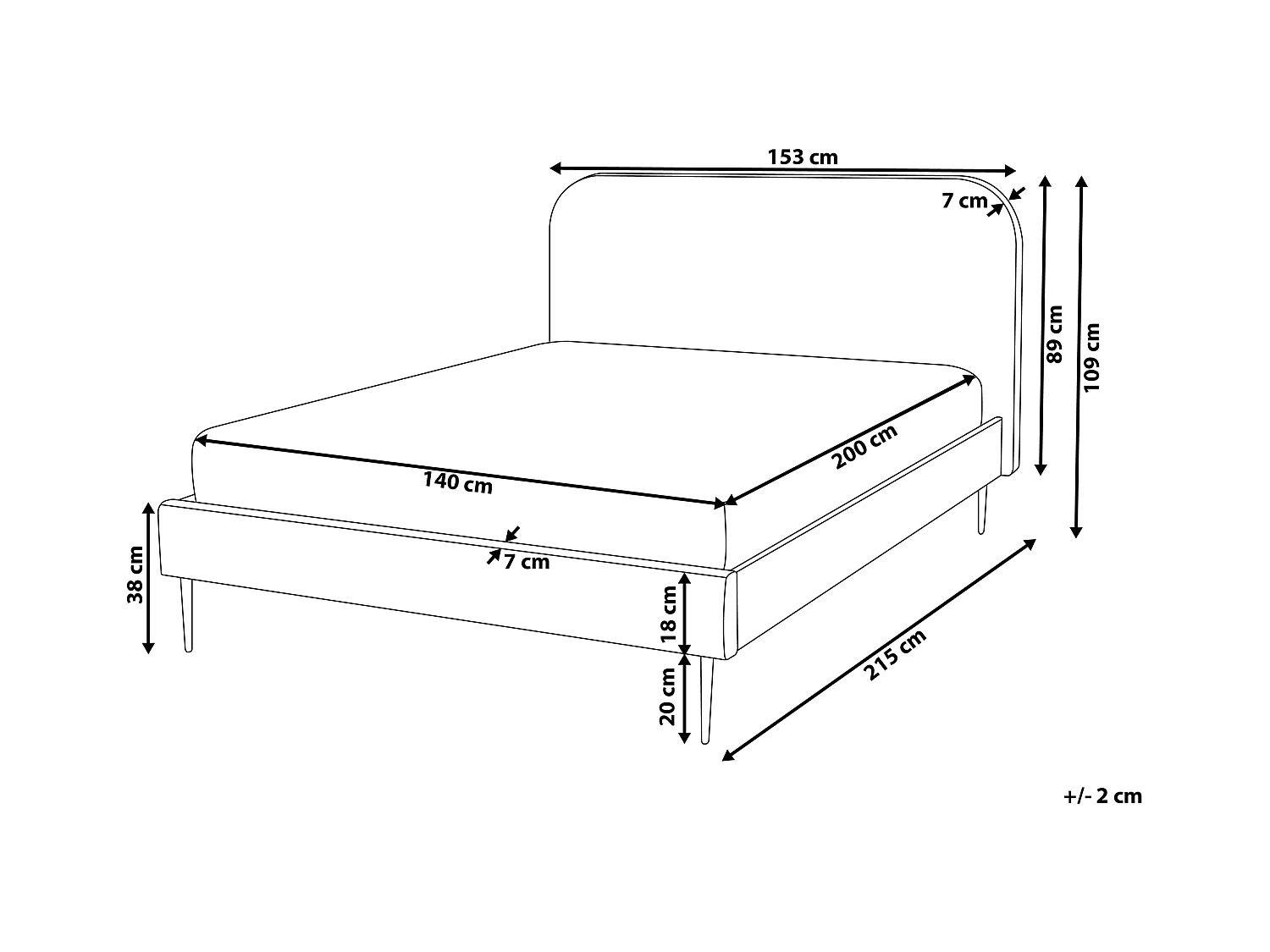 Bed Fluweel FLAYAT 140 x 200 cm Grijs