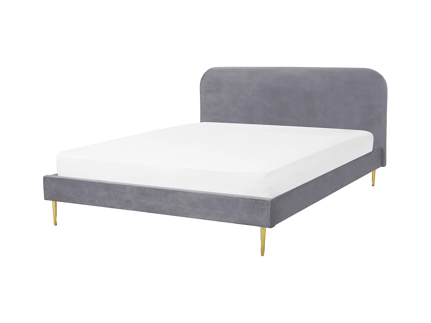 Lit avec sommier Velours FLAYAT 140 x 200 cm Gris