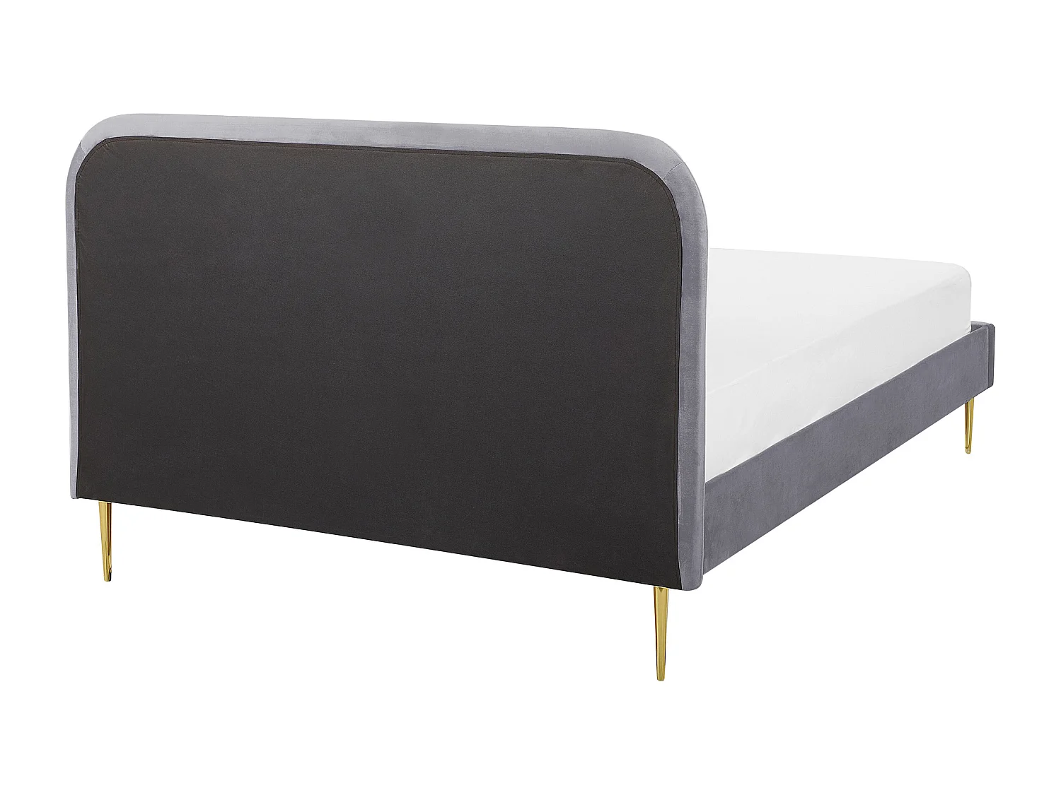 Polsterbett Samtstoff grau mit Lattenrost 140 x 200 cm Metallfüße gold Flayat