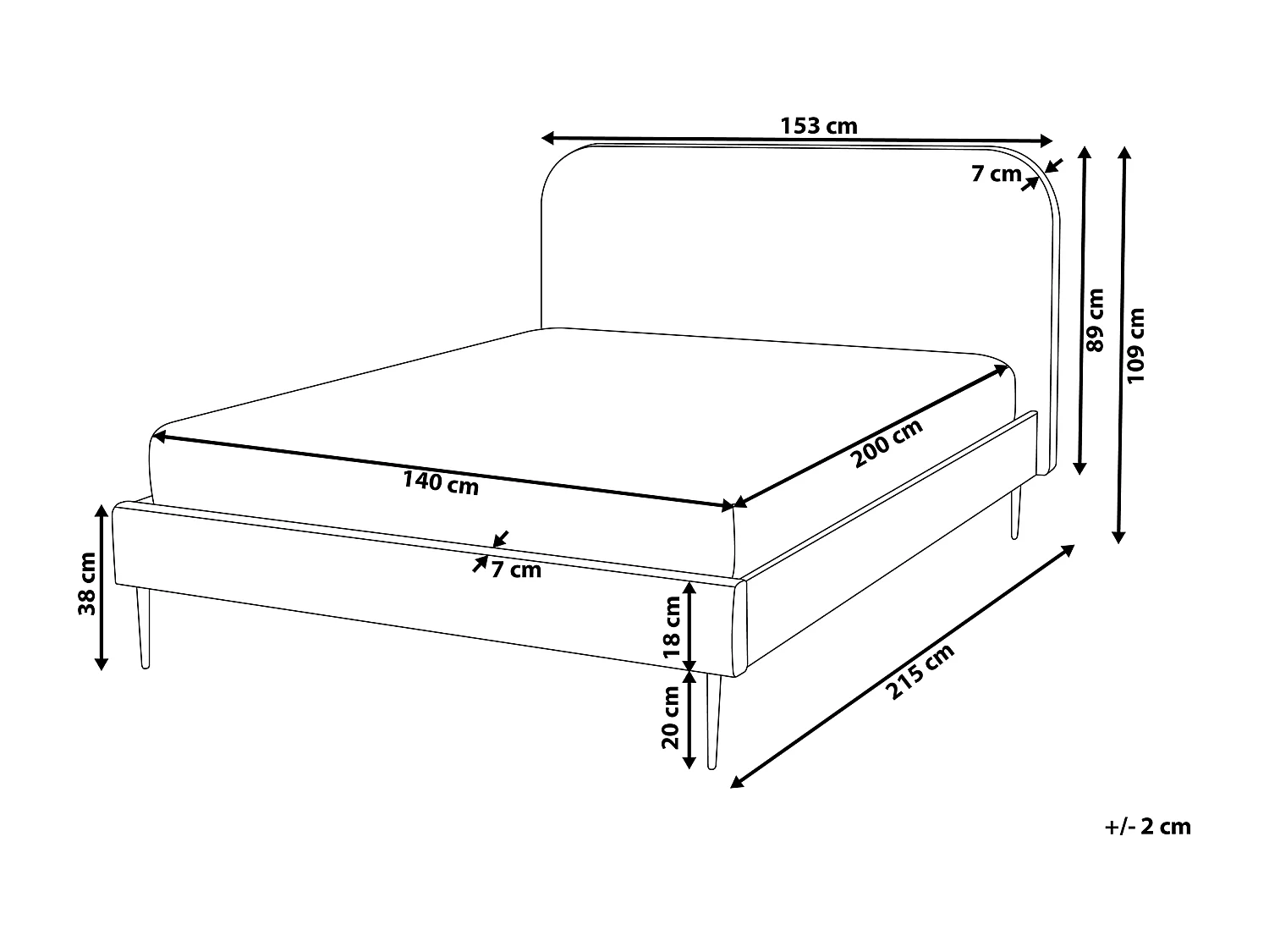 Cama Veludo FLAYAT 140 x 200 cm Cinzento