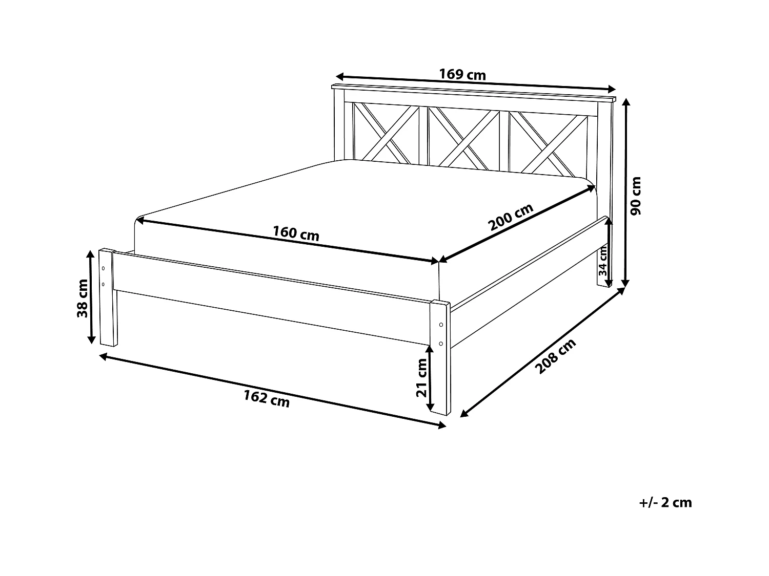 Cama Madeira TANNAY 160 x 200 cm Branco